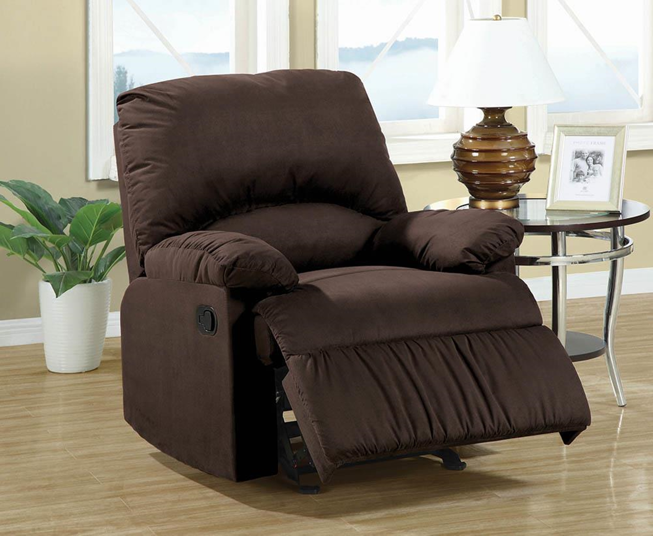 Casual Chocolate Glider Recliner - Click Image to Close