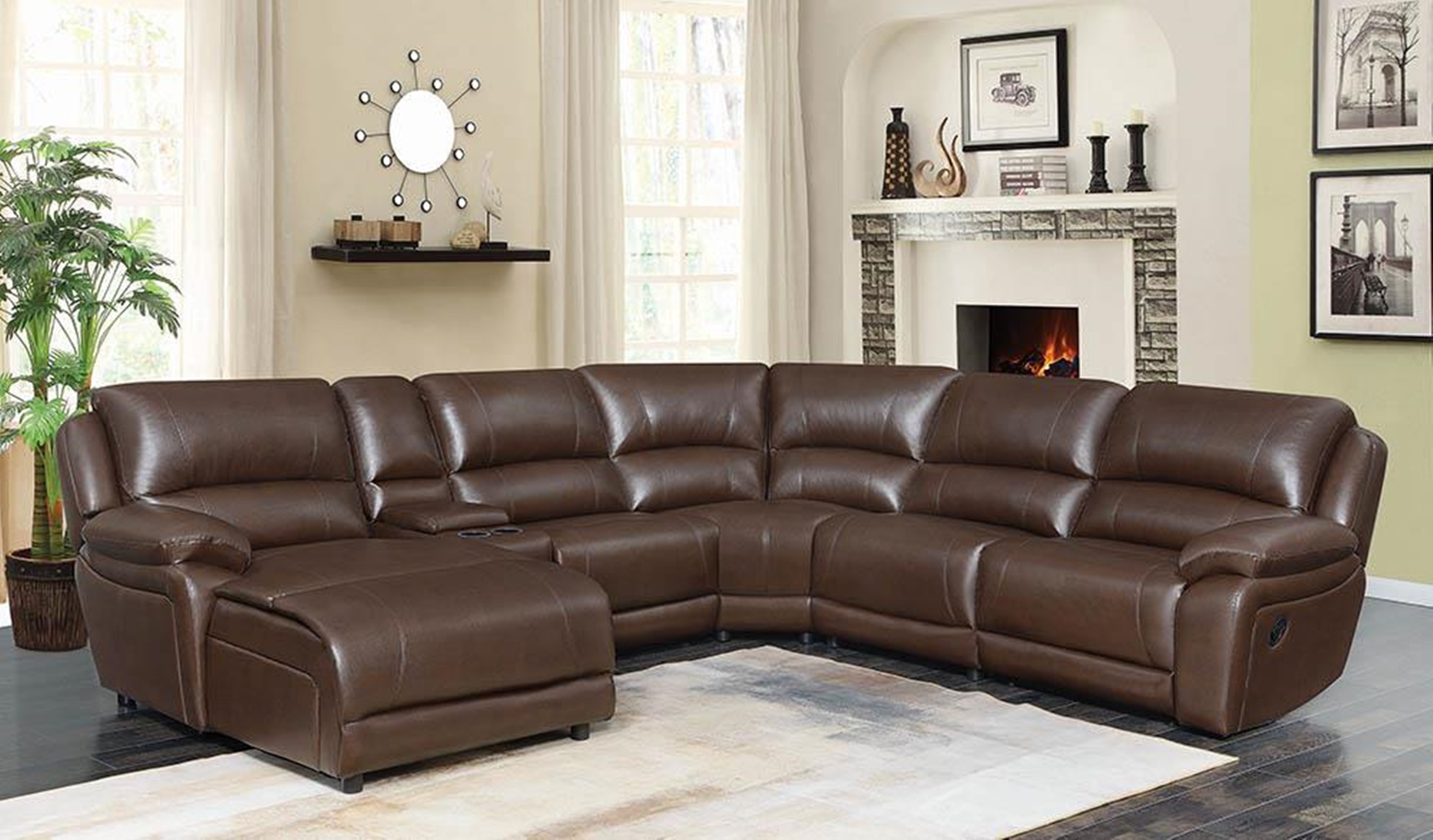 Mackenzie Casual Chestnut Motion Sectional - Click Image to Close