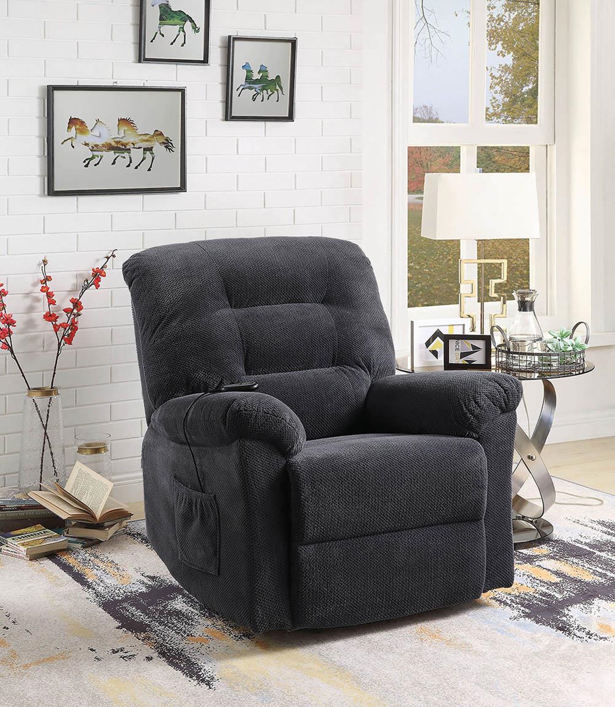Charcoal Power Lift Recliner - Click Image to Close