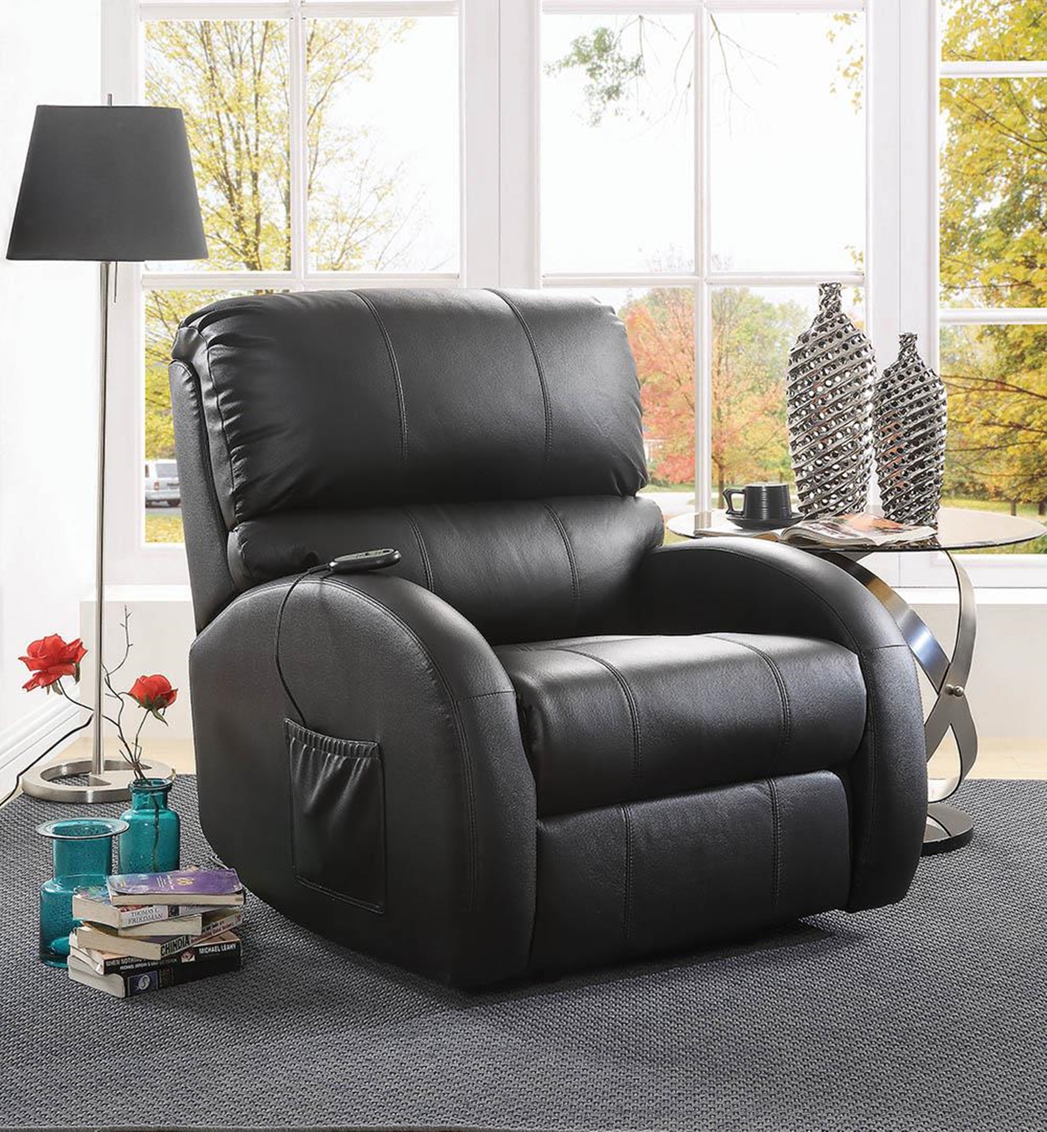 Casual Black Power Lift Recliner - Click Image to Close