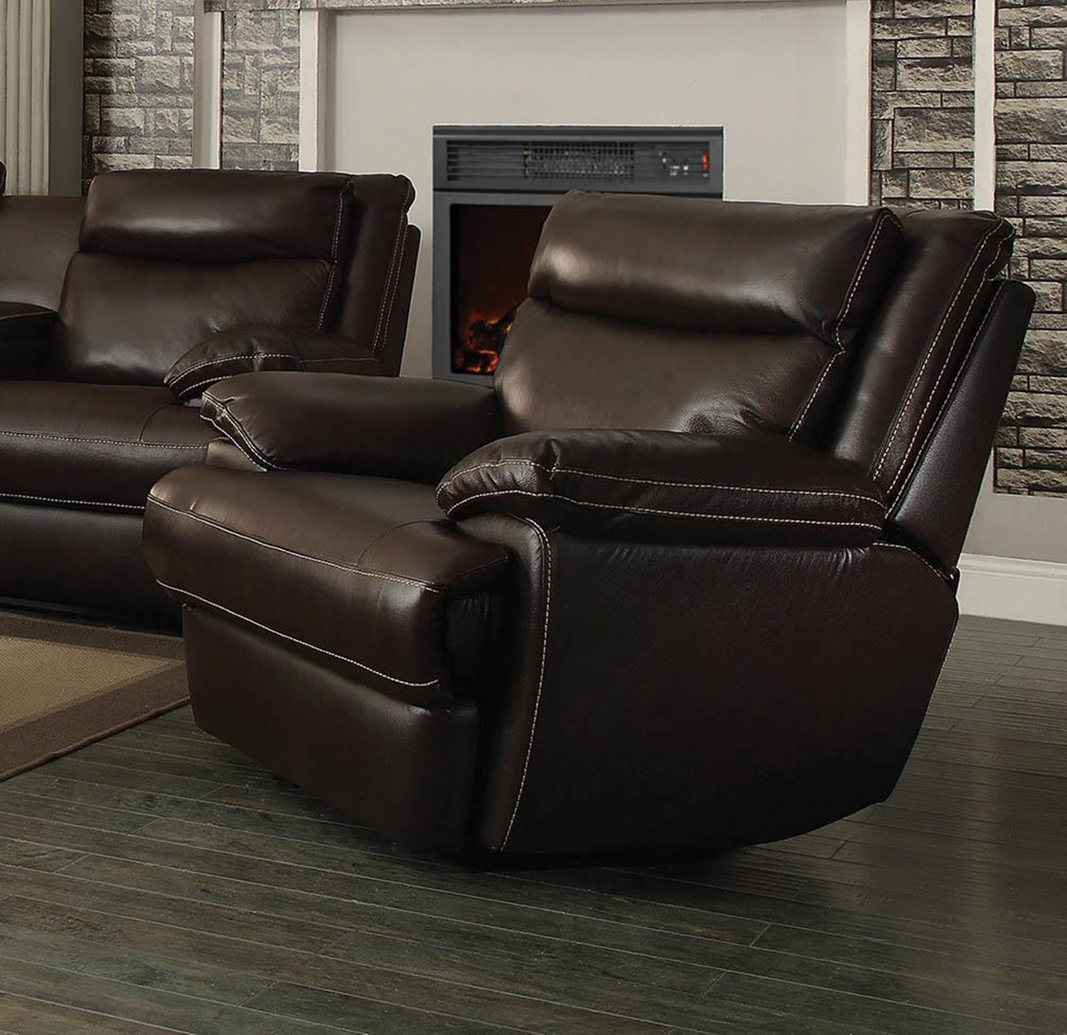 MacPherson Power Motion Brown Recliner - Click Image to Close