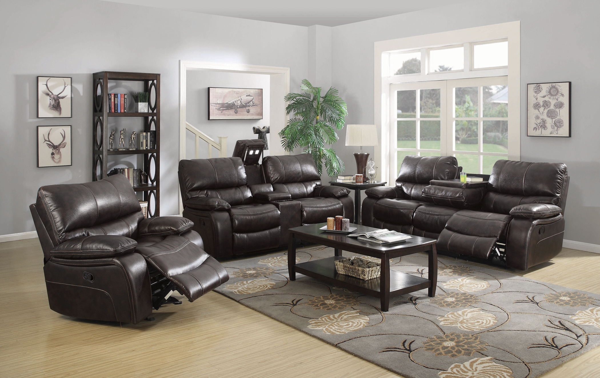 Willemse Chocolate Reclining Sofa & Love - Click Image to Close