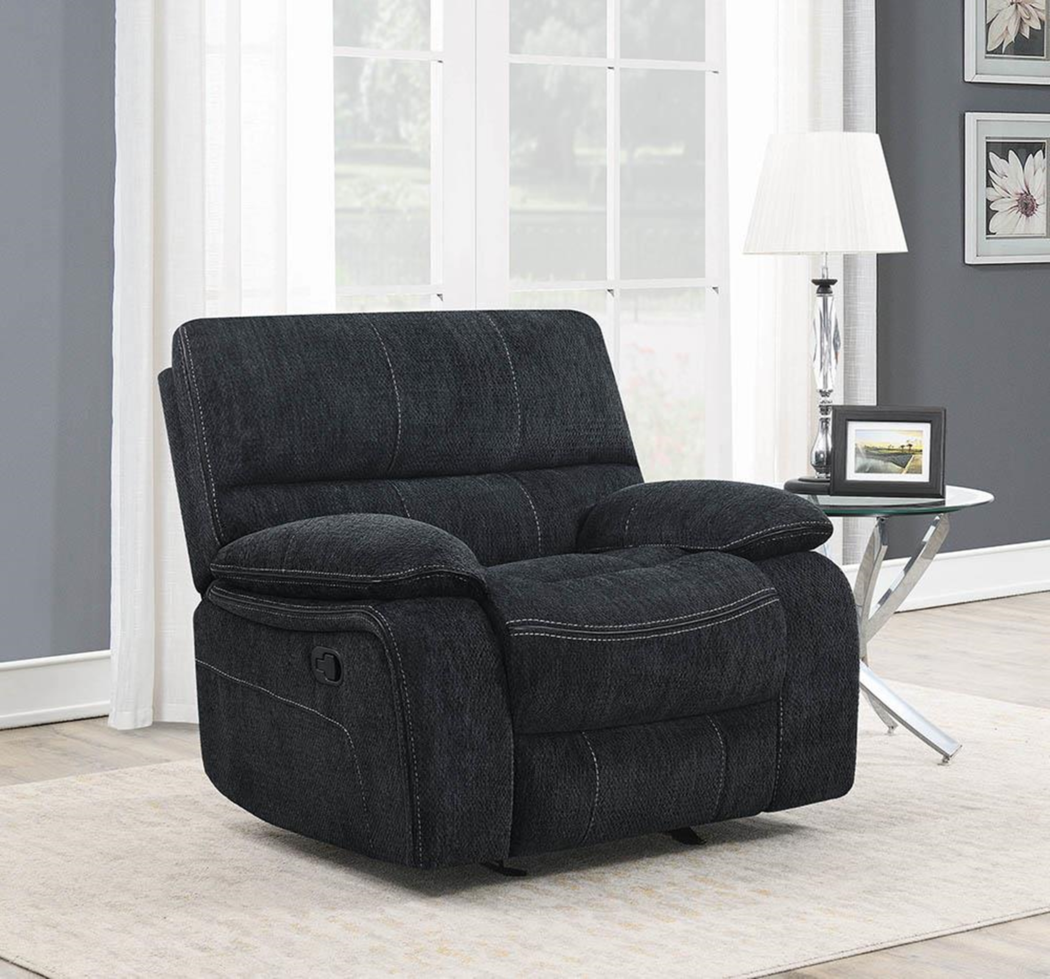 Perry Upholstered Glider Recliner - Click Image to Close