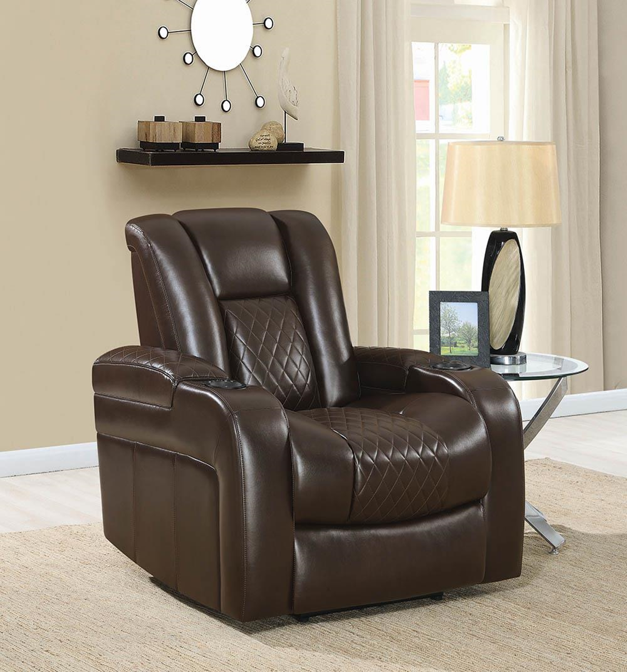 Delangelo Brown Power Motion Recliner - Click Image to Close