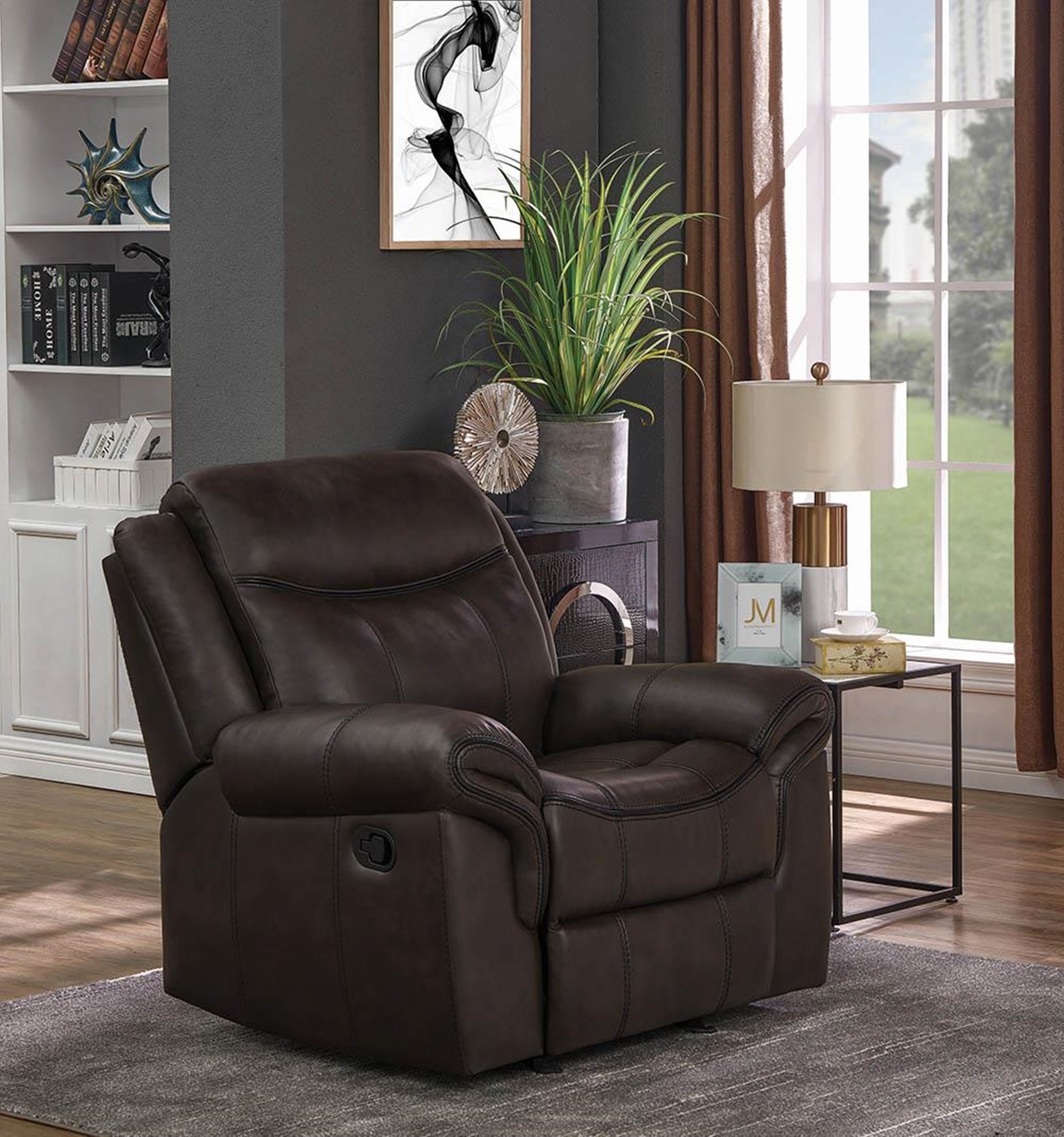 Sawyer Transitional Brown Glider Recliner - Click Image to Close
