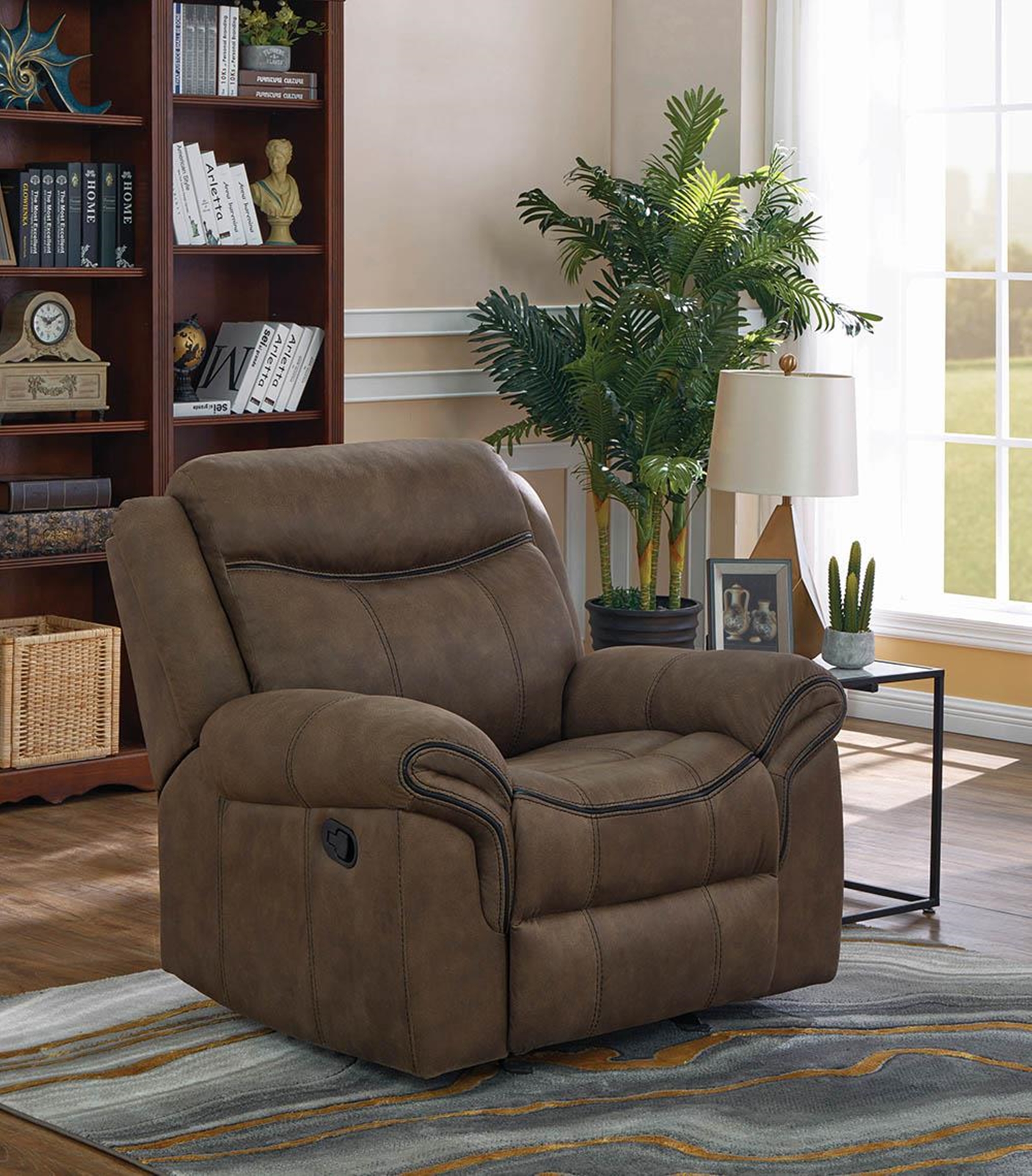 Sawyer Transitional Taupe Glider Recliner - Click Image to Close