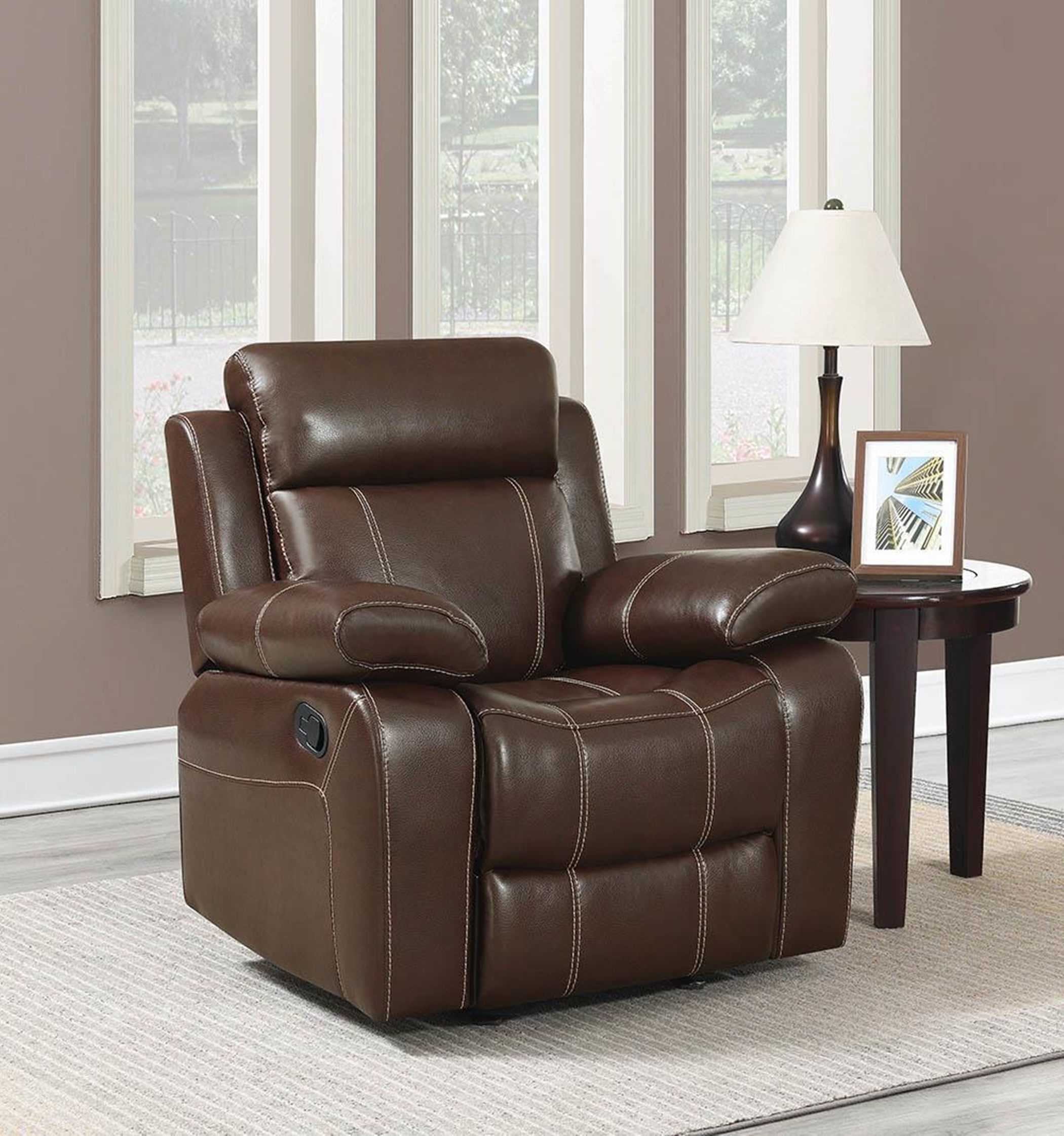 Myleene Chestnut Leather Recliner - Click Image to Close