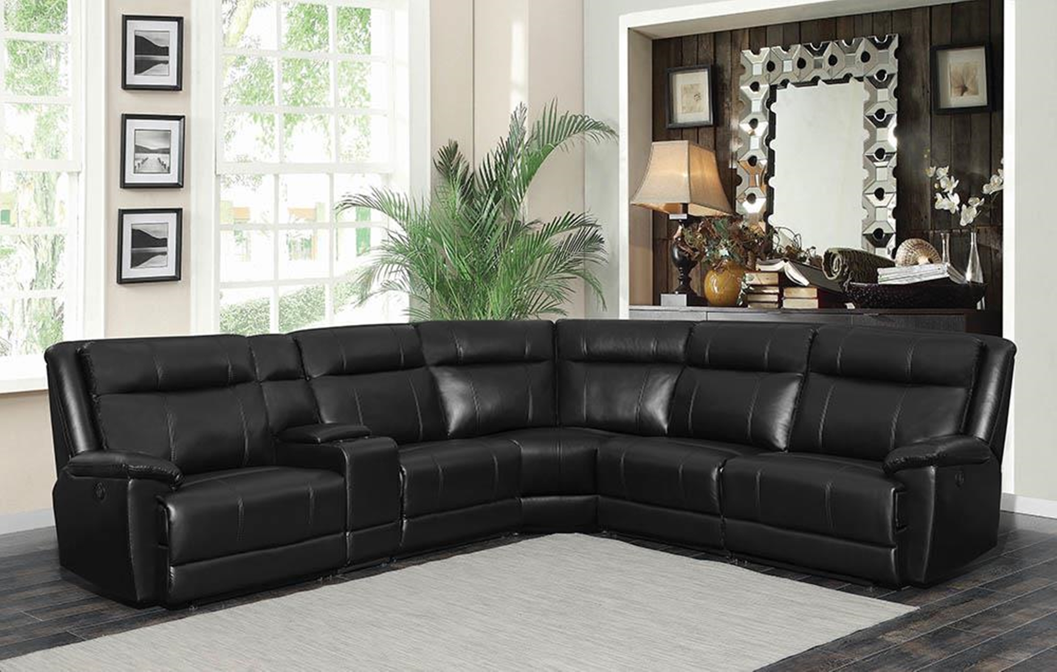 Cullen Black 6pcs Power Sectional - Click Image to Close