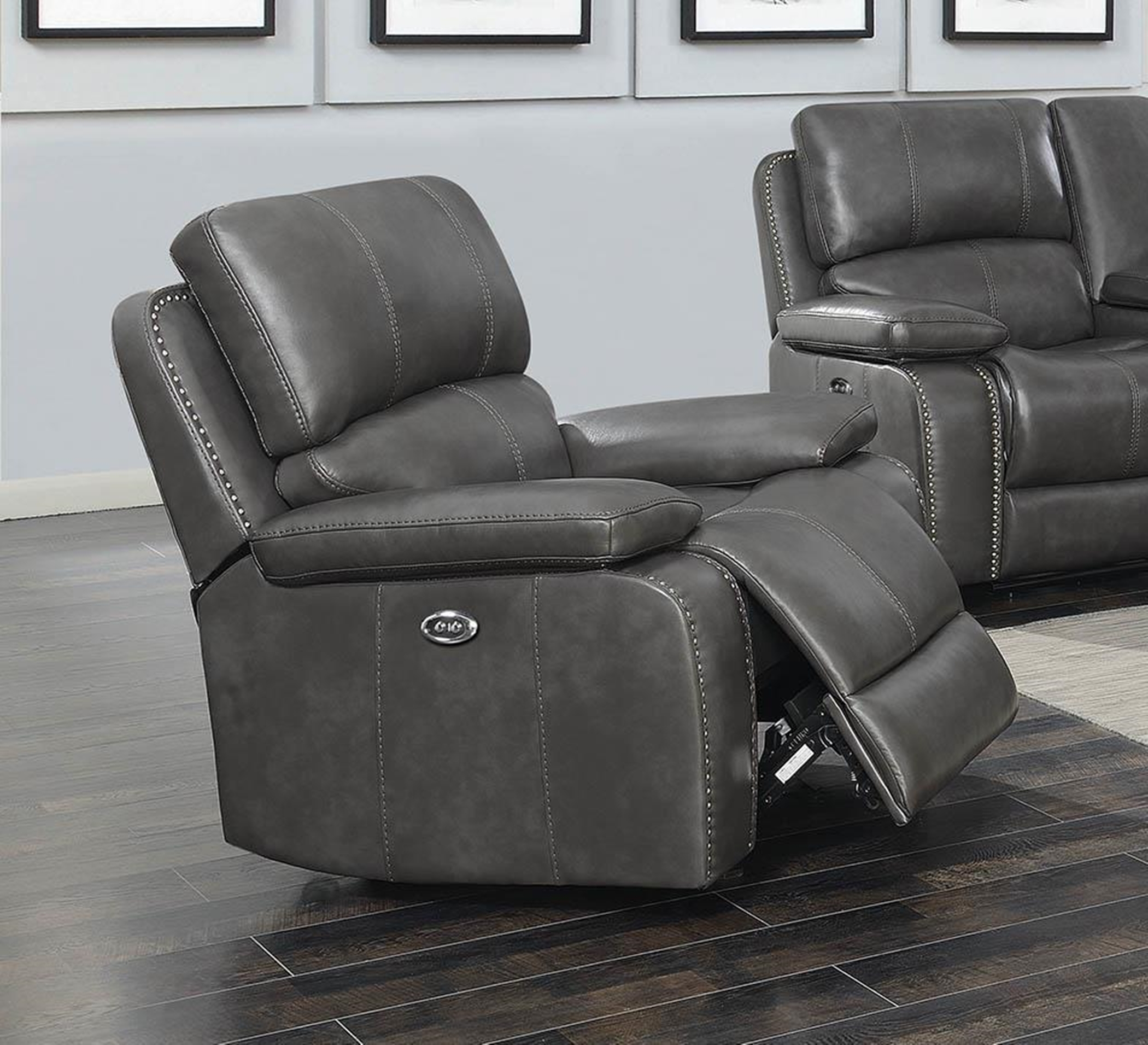 Ravenna Charcoal Power Glider Recliner - Click Image to Close