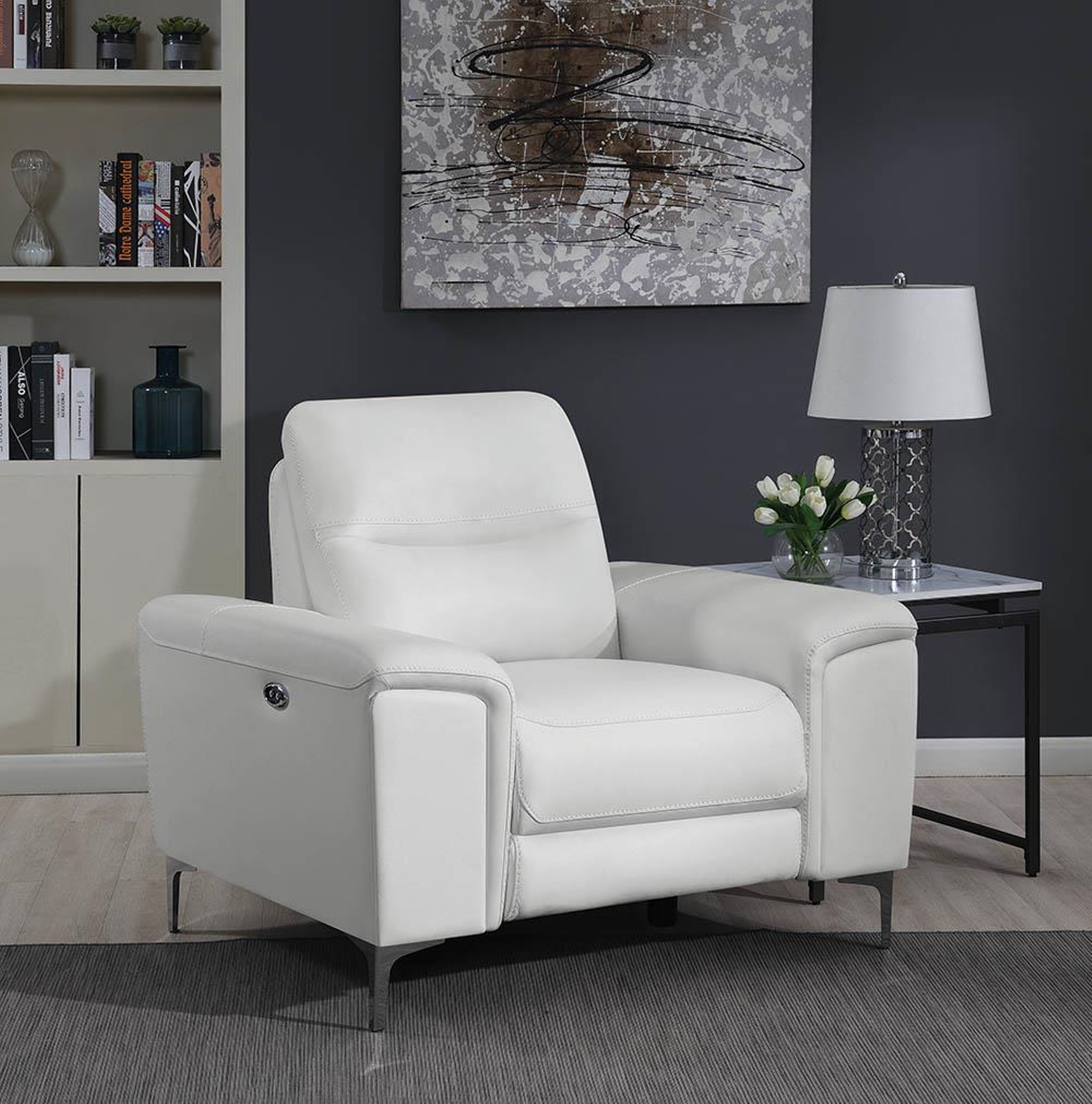Largo White Power Recliner - Click Image to Close