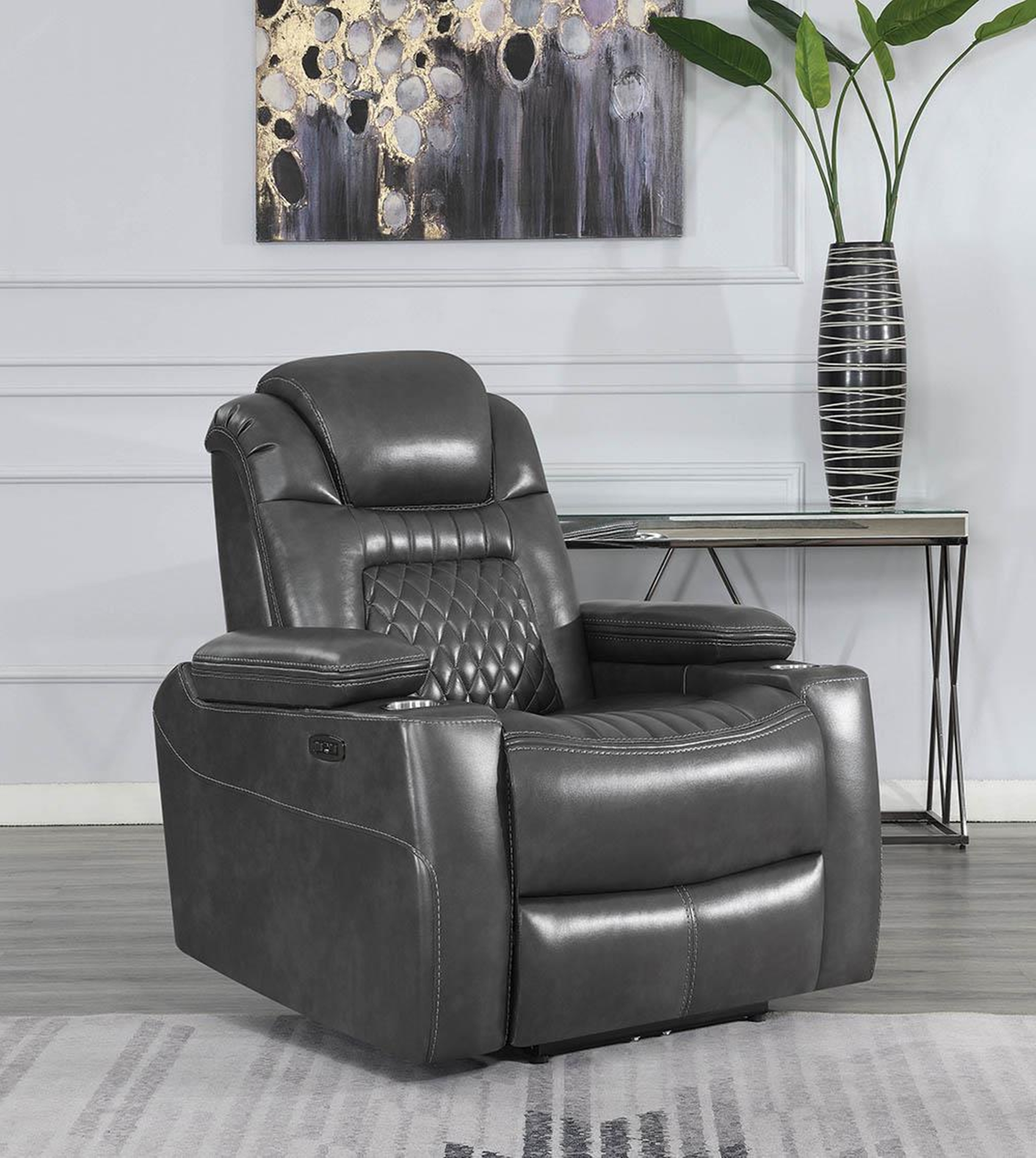 Korbach Charcoal Power2 Recliner - Click Image to Close