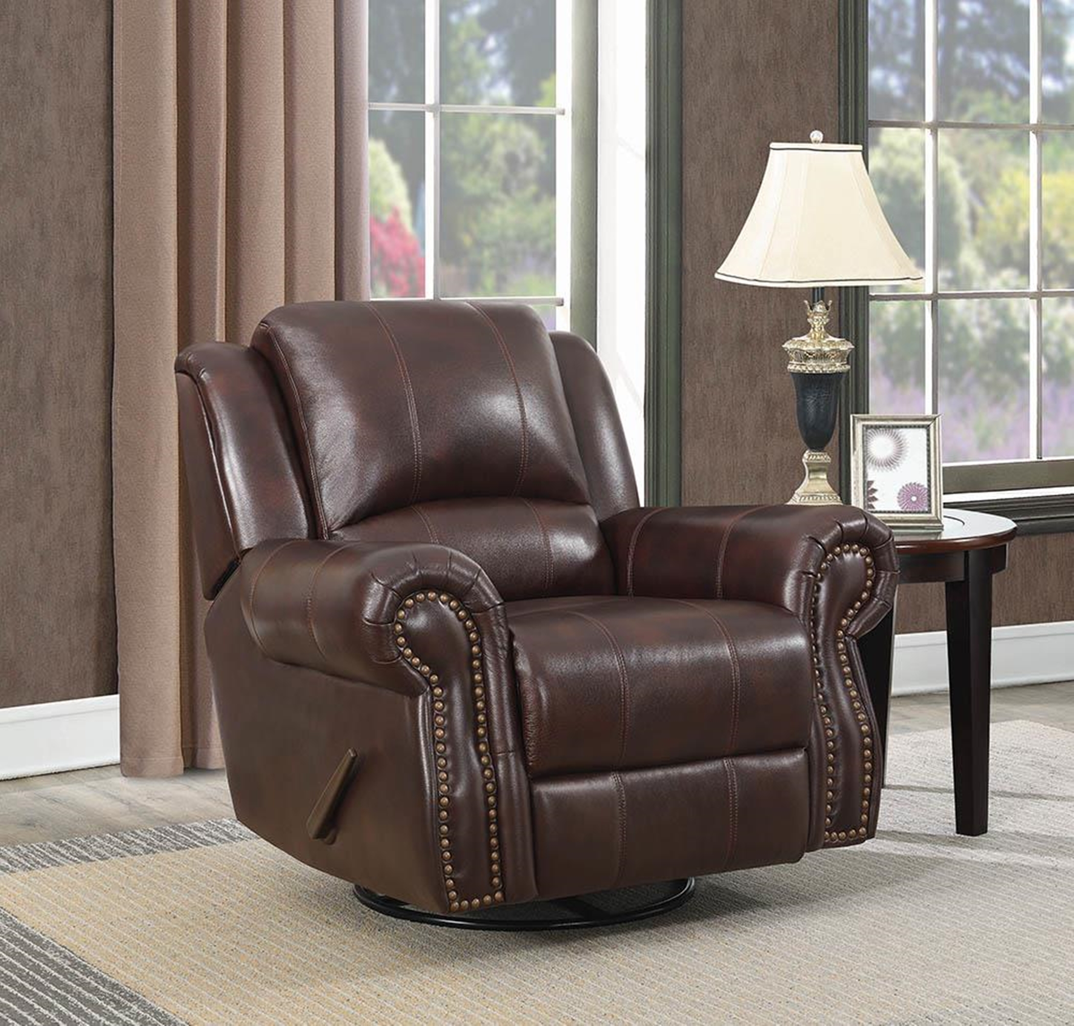 Sir Rawlinson Traditional Tobacco Glider Recliner - Click Image to Close