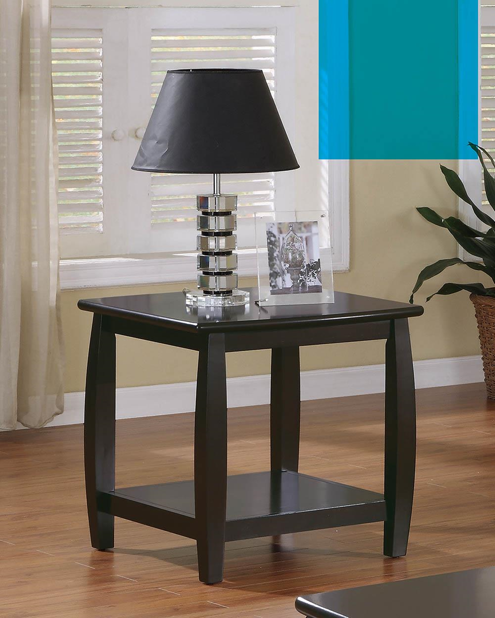 Wood Top Espresso End Table - Click Image to Close