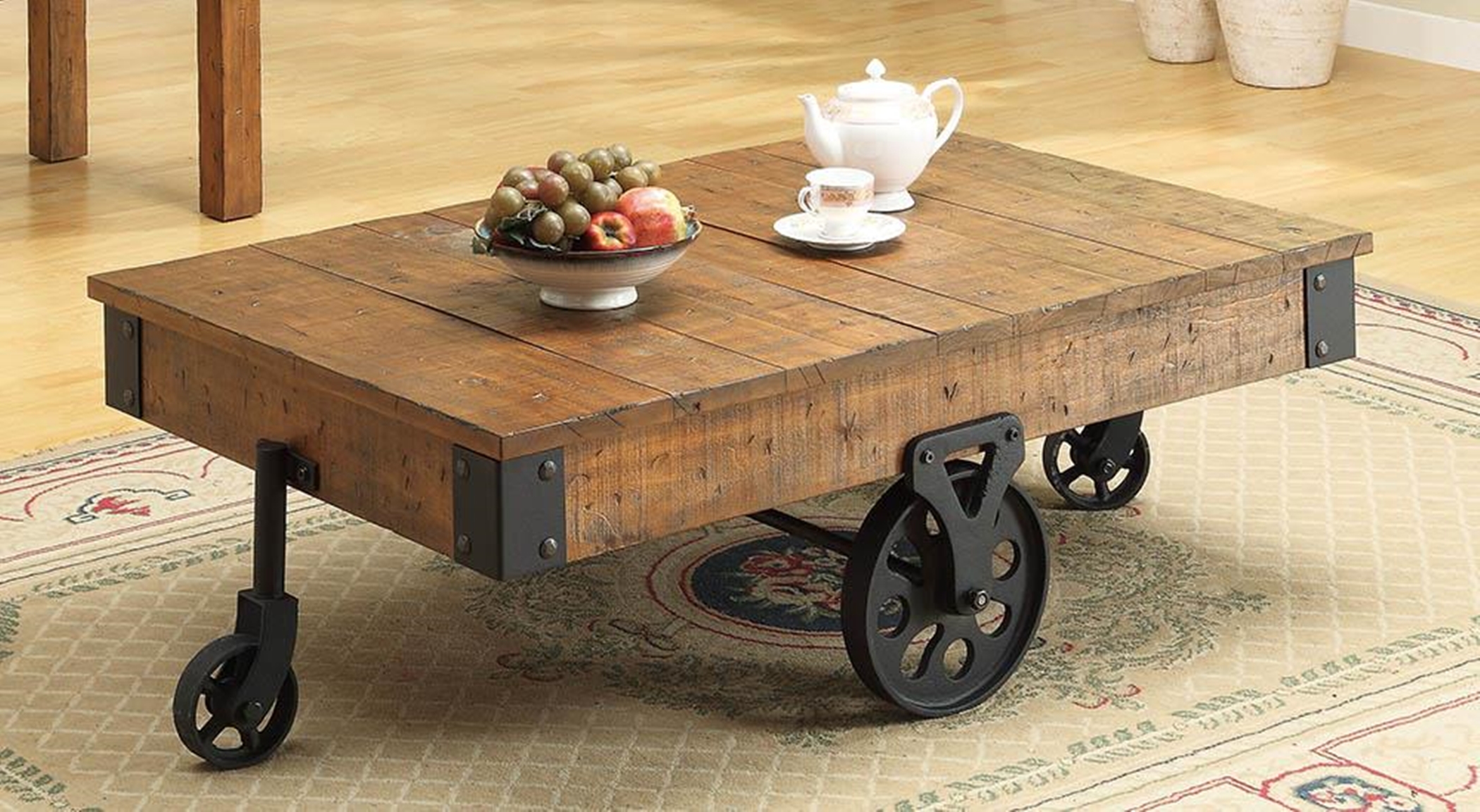 Rustic Brown Wagon Coffee Table - Click Image to Close