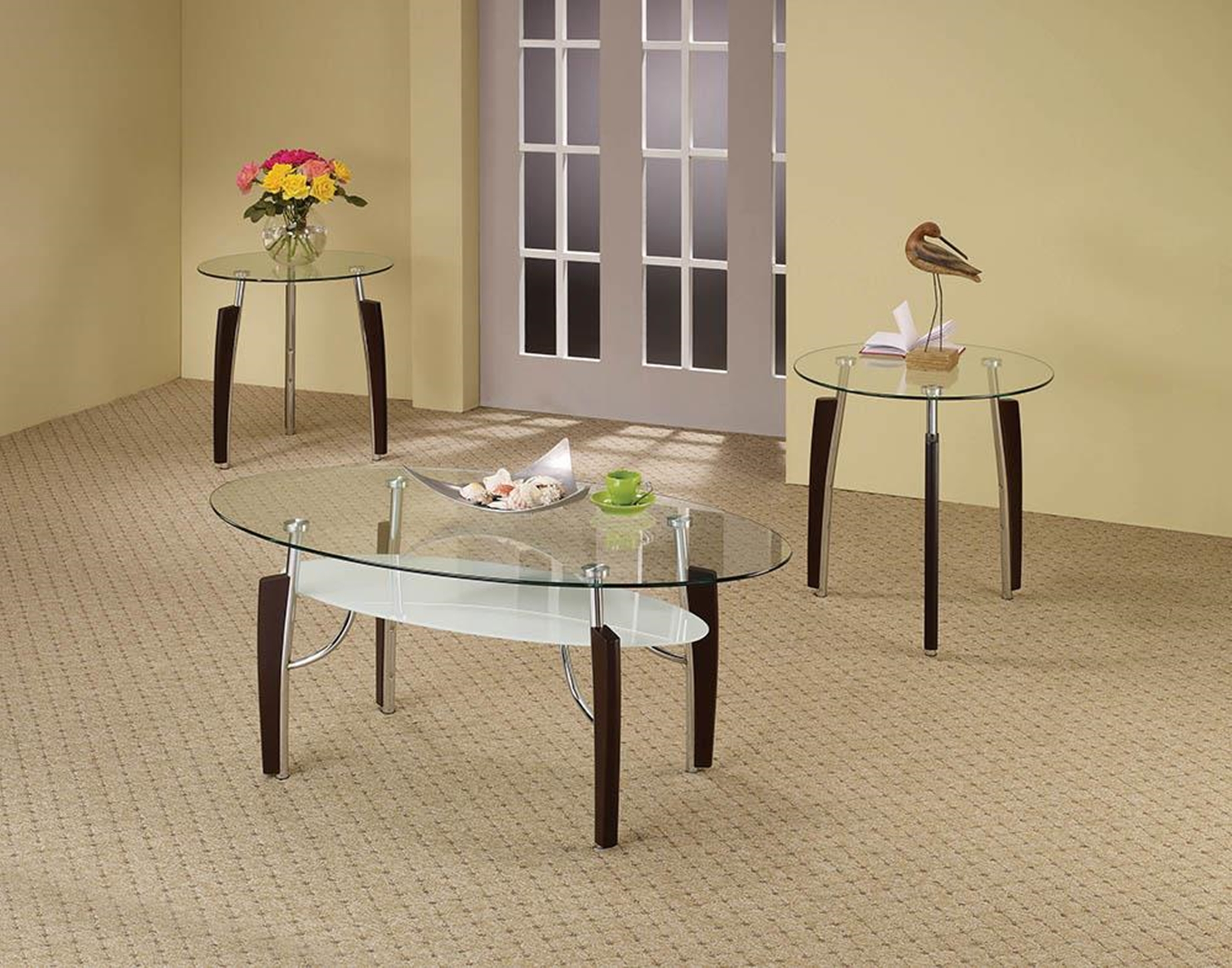 Occasional Table Sets Contemporary Capp. Round 3 Pc. - Click Image to Close