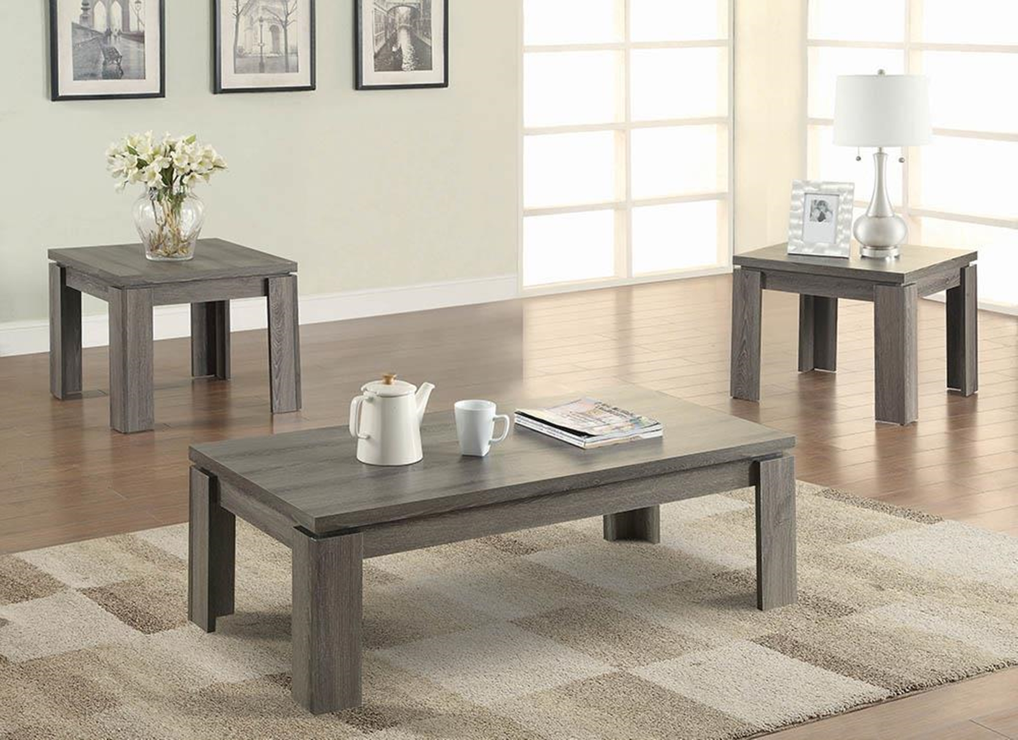 Occasional Tables Distressed Grey 3 Pc. - Click Image to Close