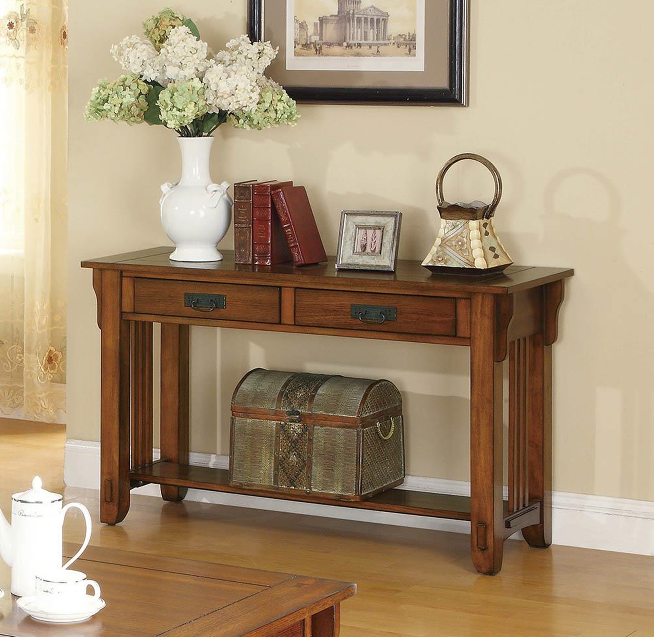 Traditional Oak Sofa Table - Click Image to Close