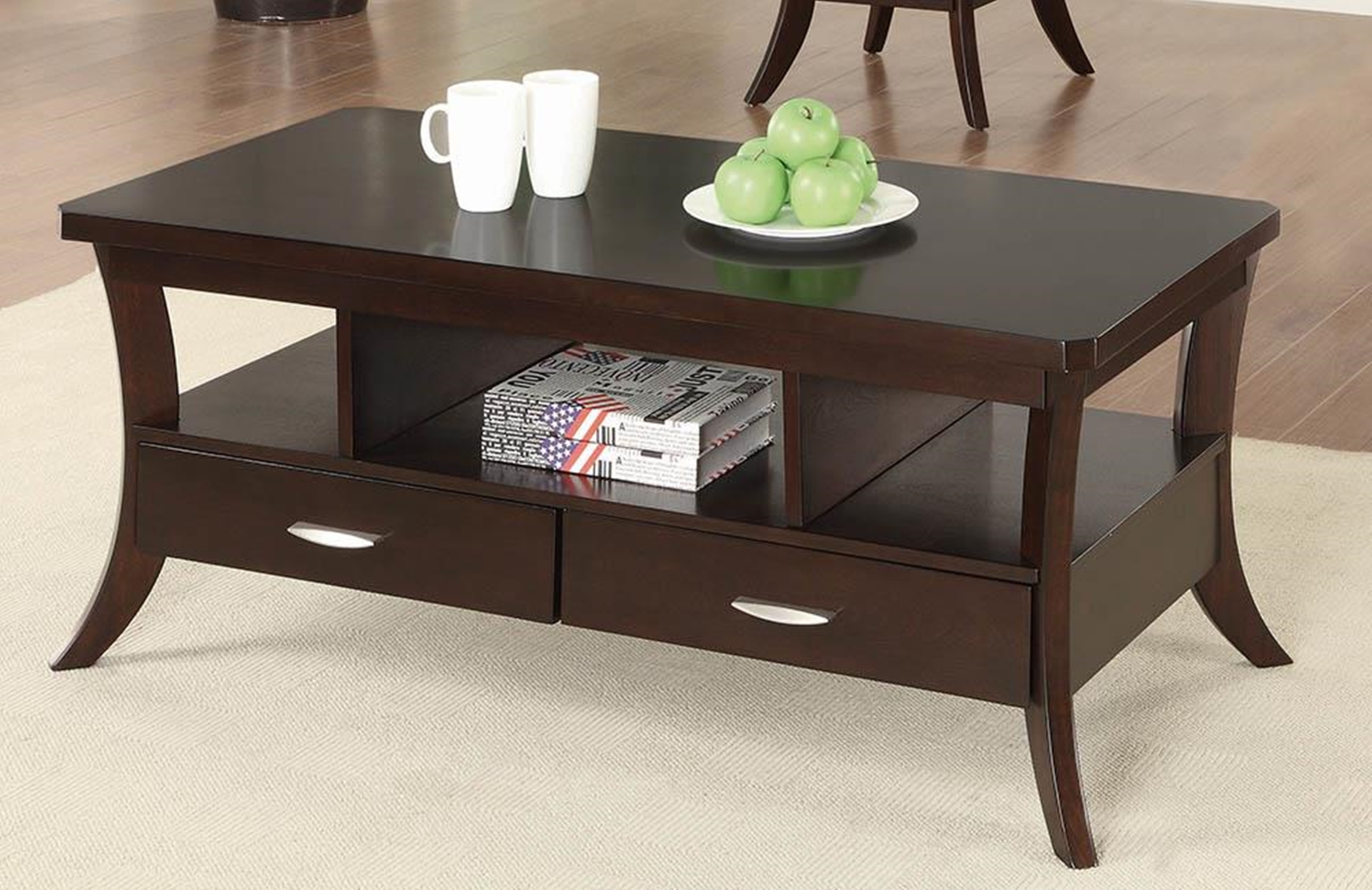 Occasional Transitional Espresso Coffee Table - Click Image to Close