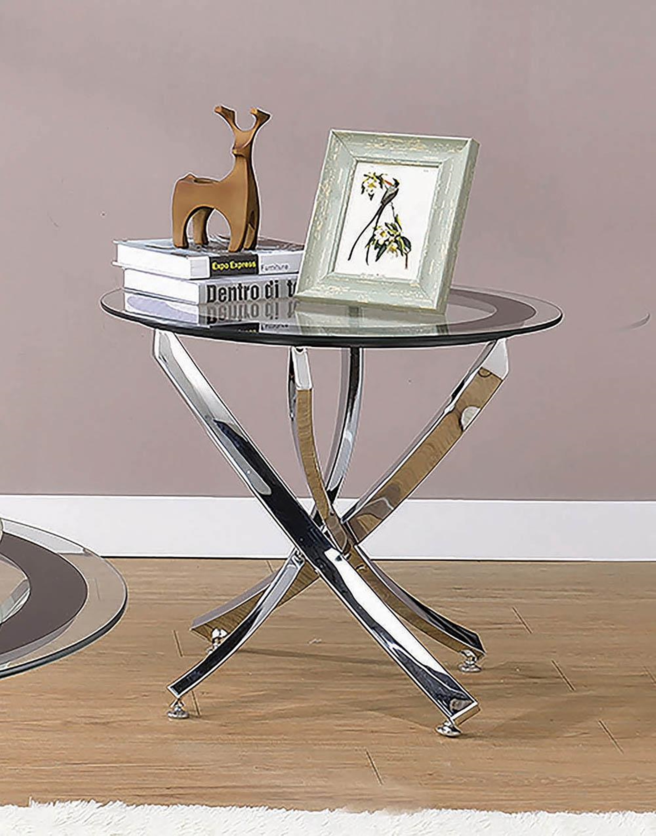 Glass Top Chrome End Table - Click Image to Close