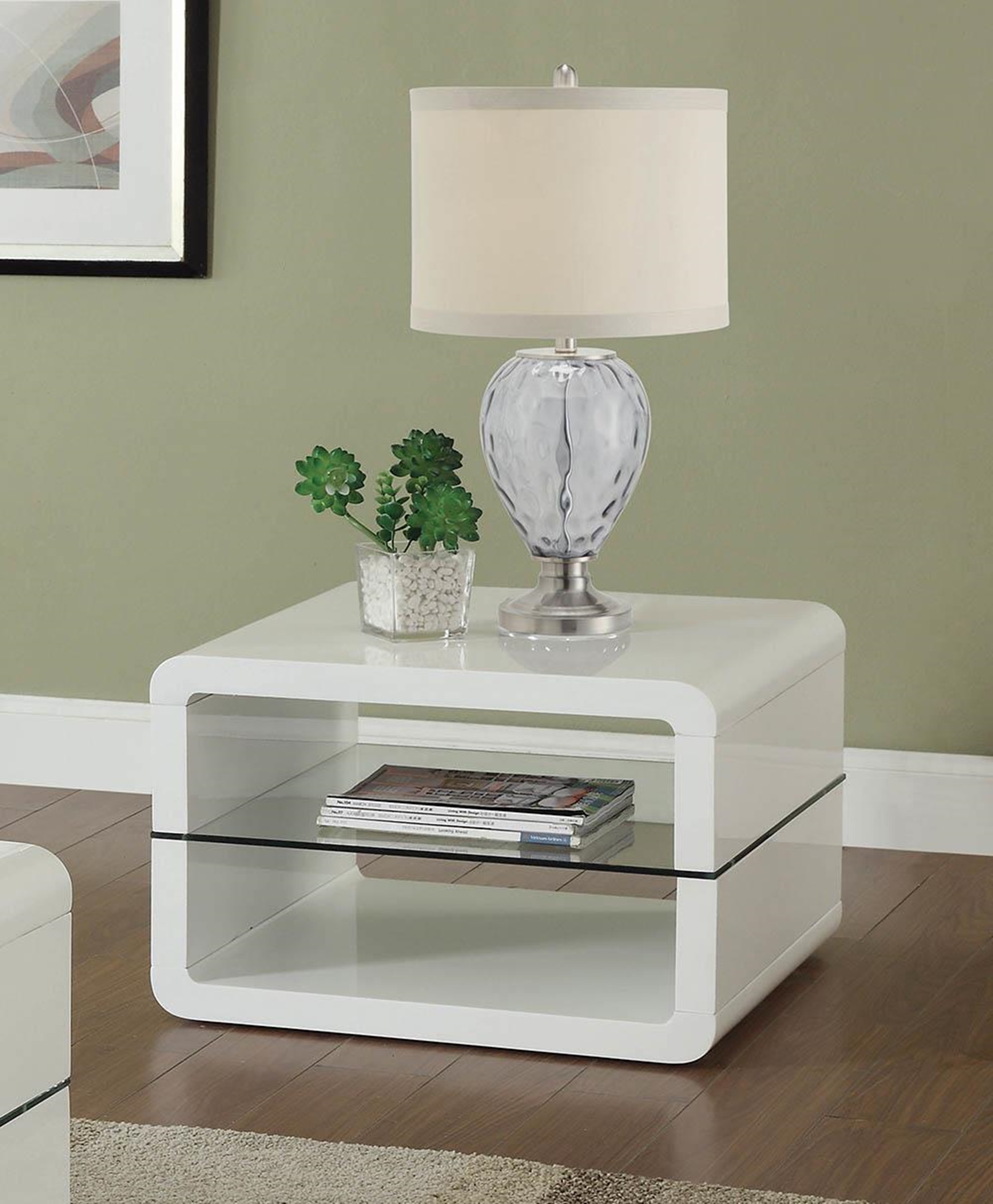 Modern White End Table - Click Image to Close