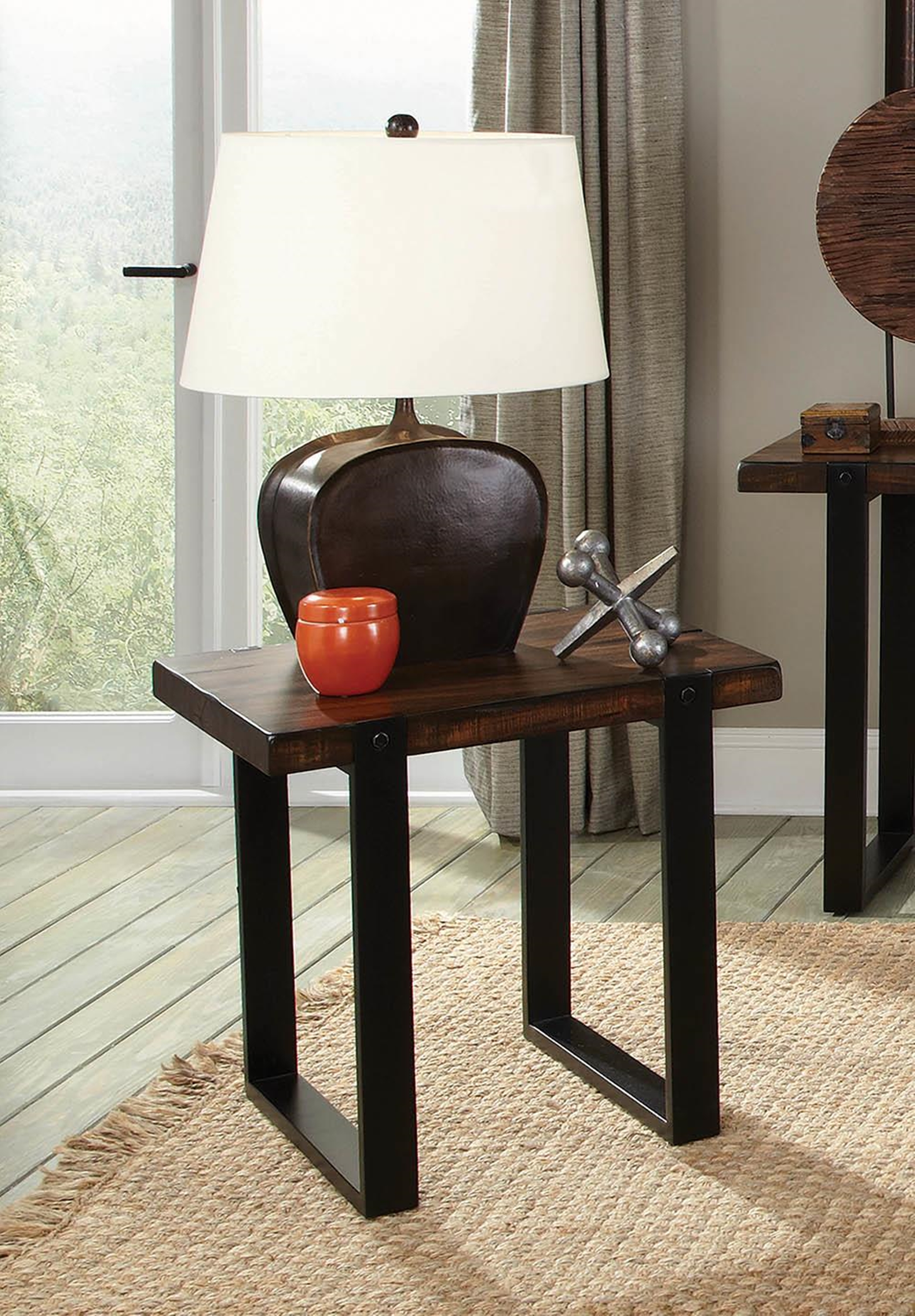 Industrial Vintage Brown End Table - Click Image to Close
