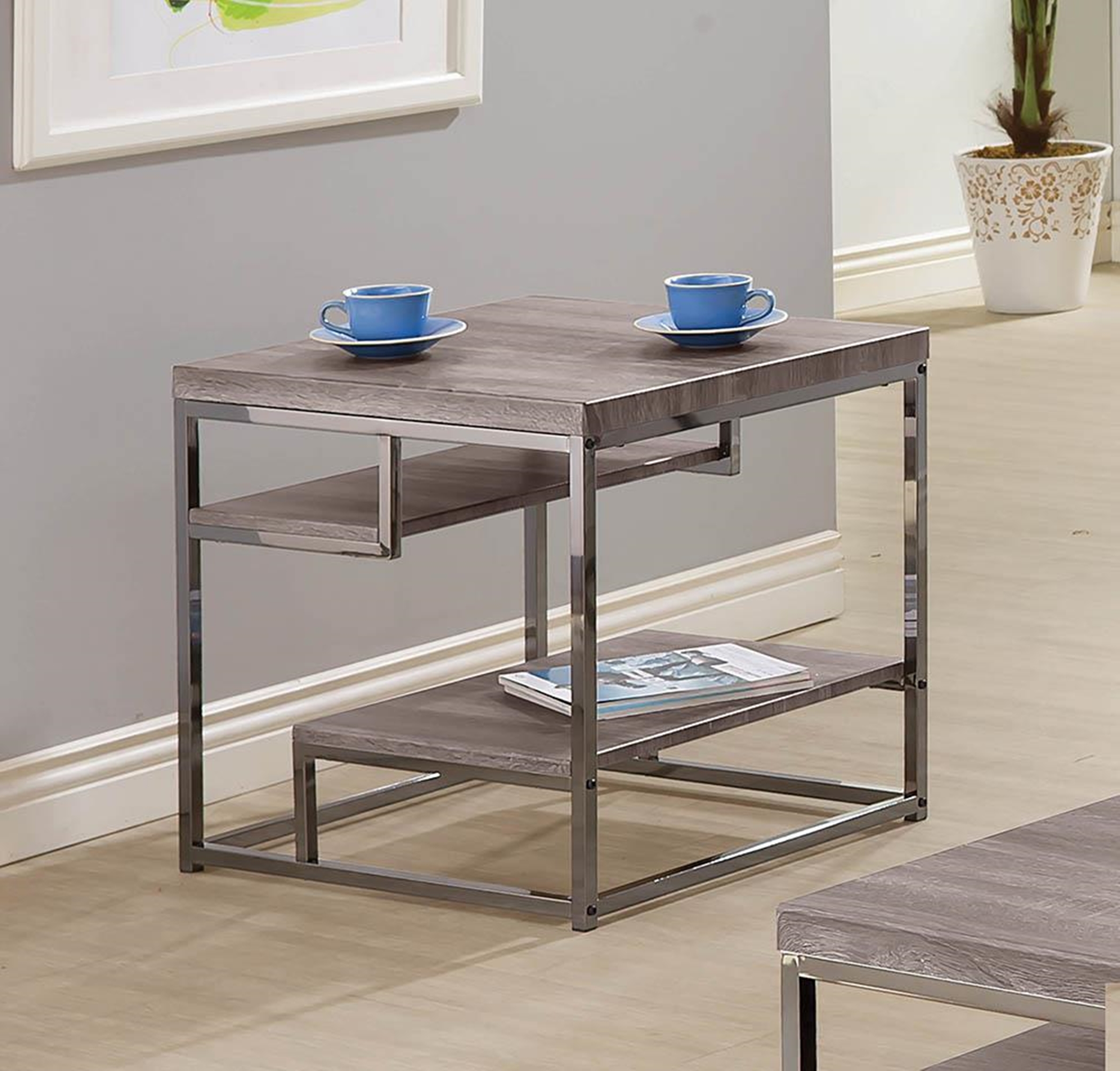 Modern Dark Grey End Table - Click Image to Close
