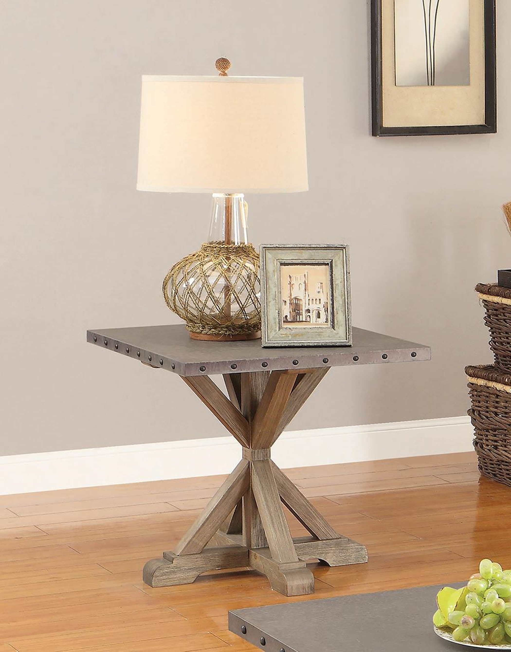 Industrial Driftwood End Table - Click Image to Close
