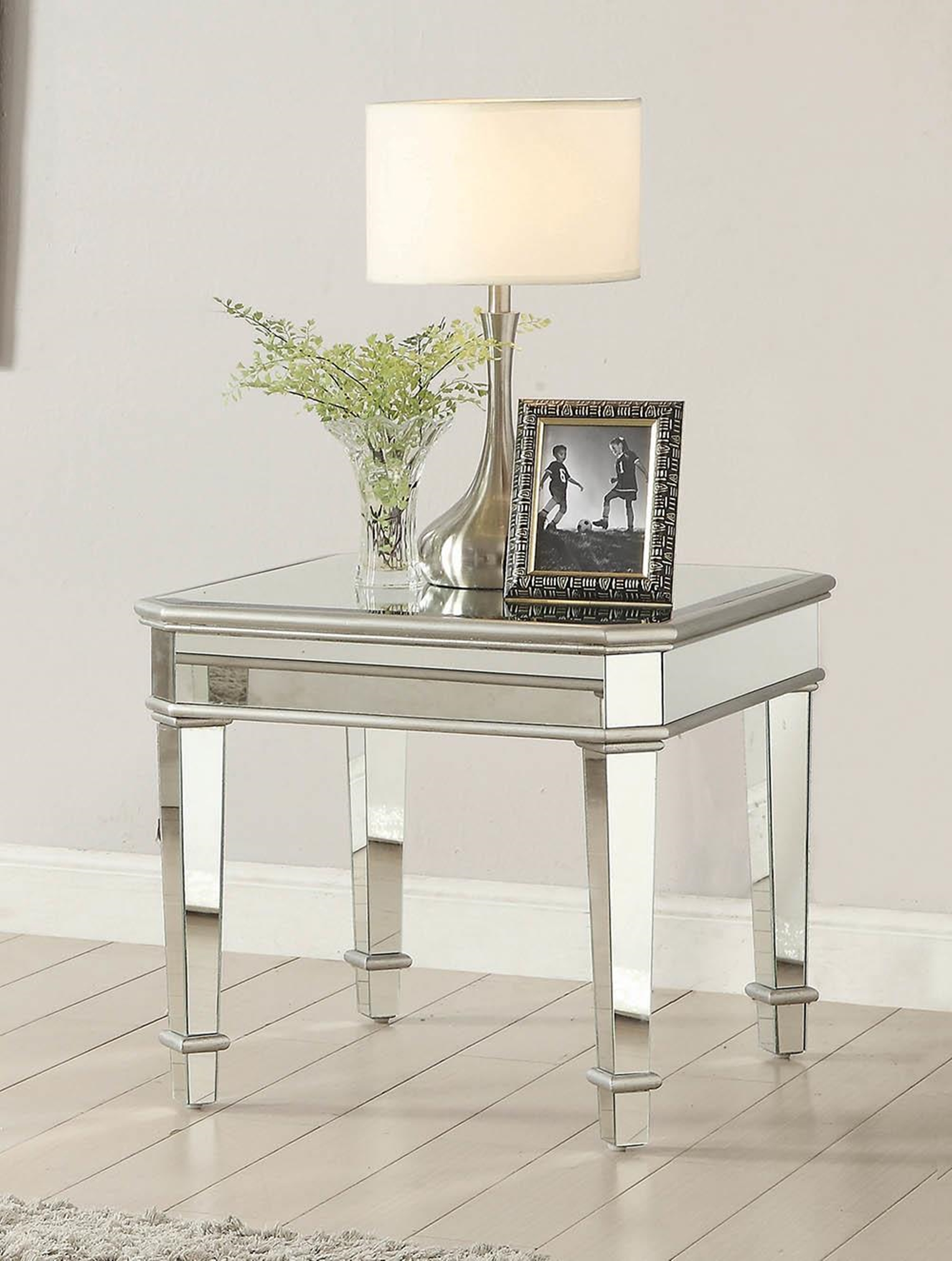 Contemporary Silver End Table - Click Image to Close