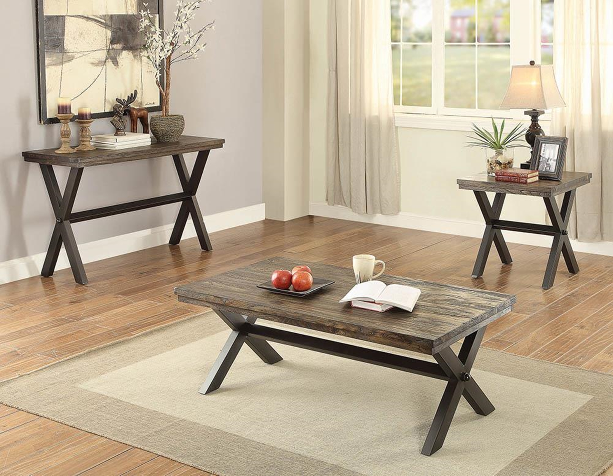 Romilly Rustic Dark Brown End Table - Click Image to Close