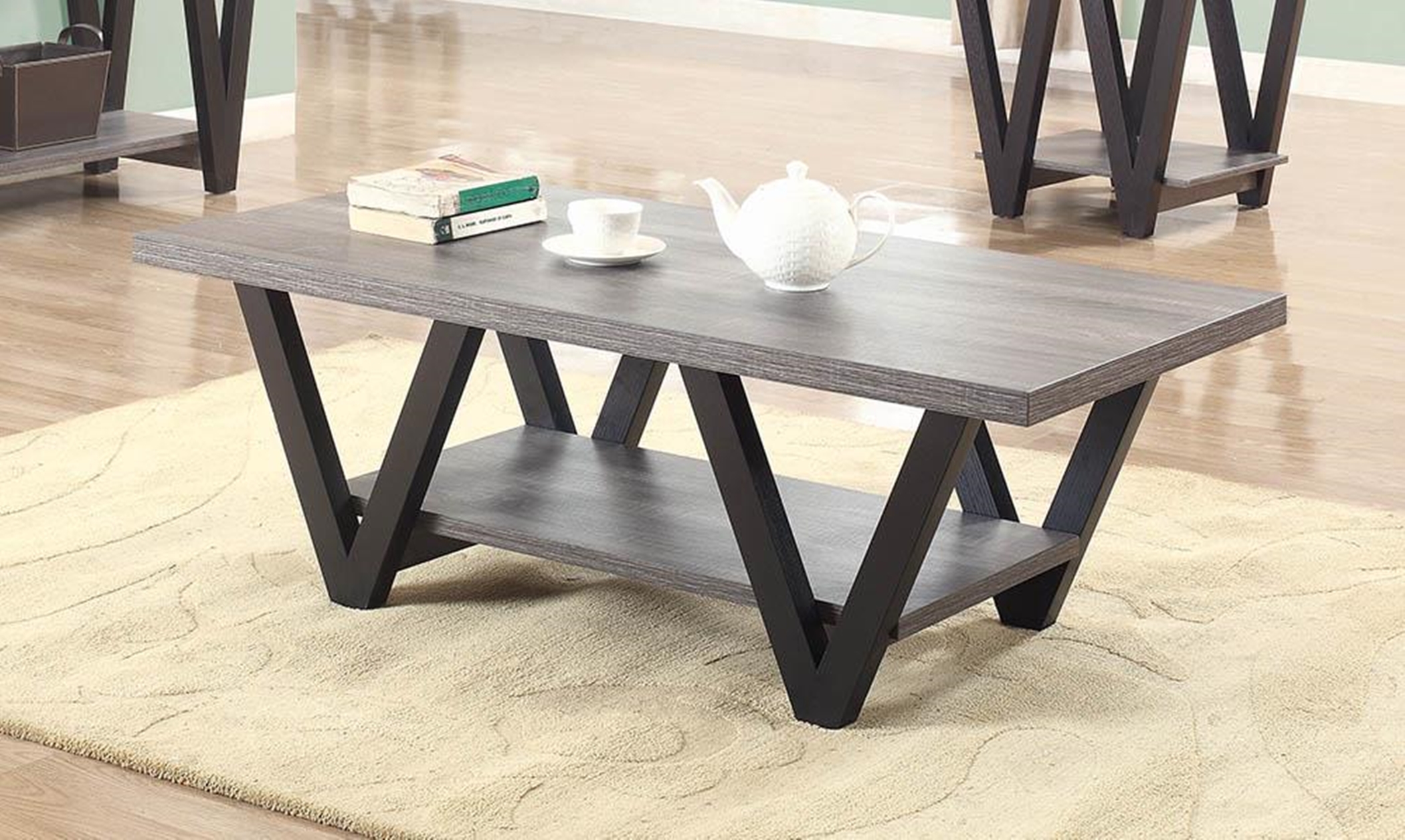 Mid-Century Modern Black Coffee Table - Click Image to Close