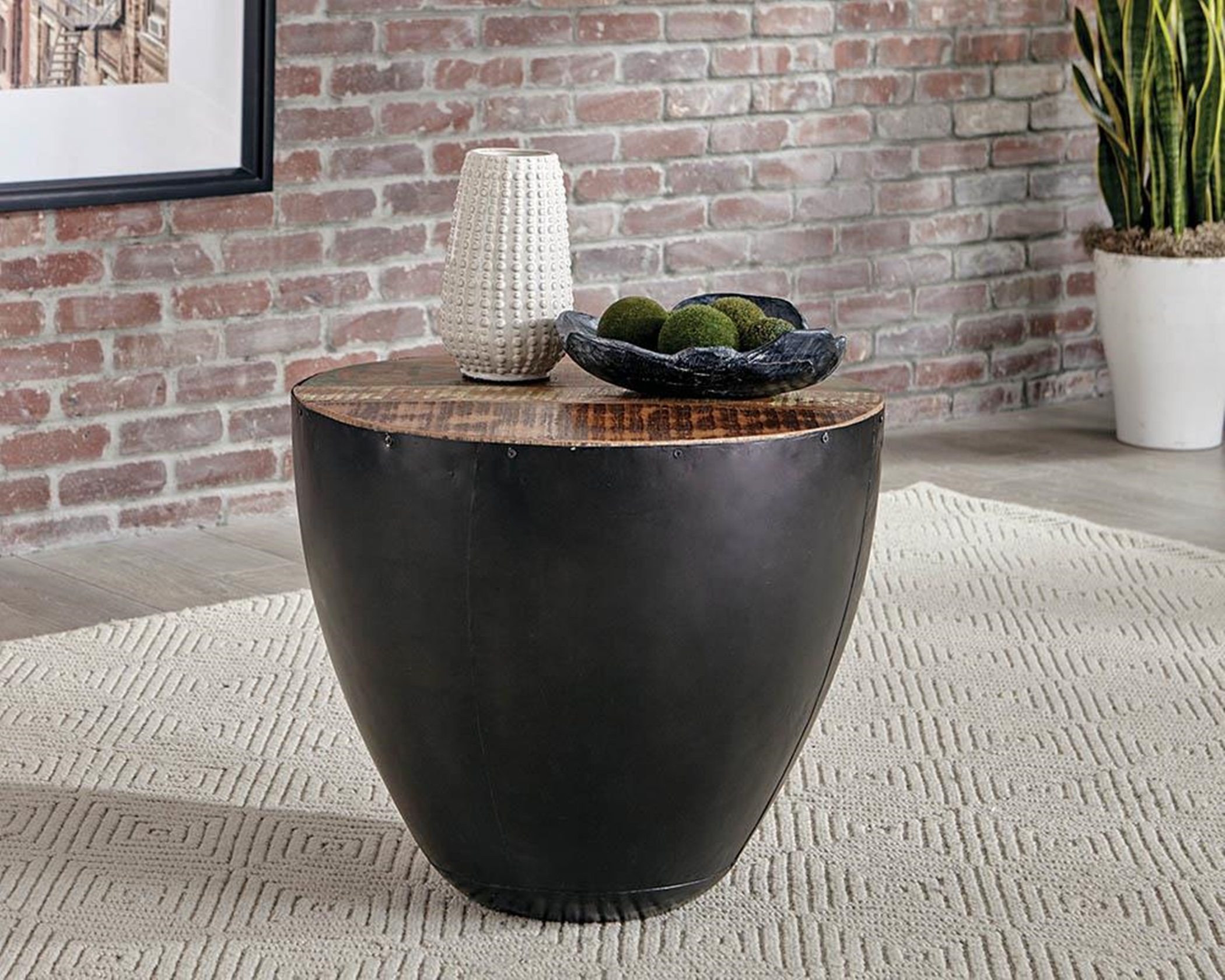 Industrial Black End Table - Click Image to Close