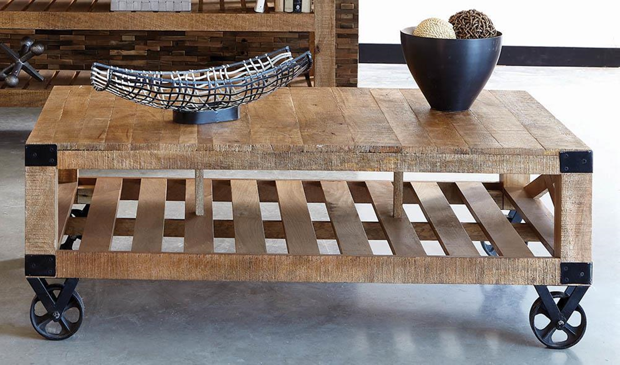 Industrial Natural Mango Coffee Table - Click Image to Close