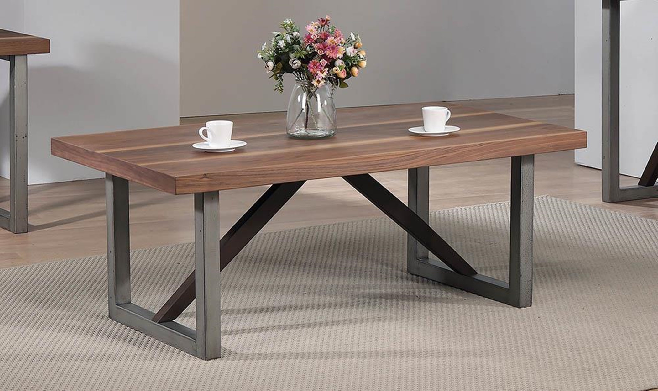 Industrial Walnut Coffee Table - Click Image to Close