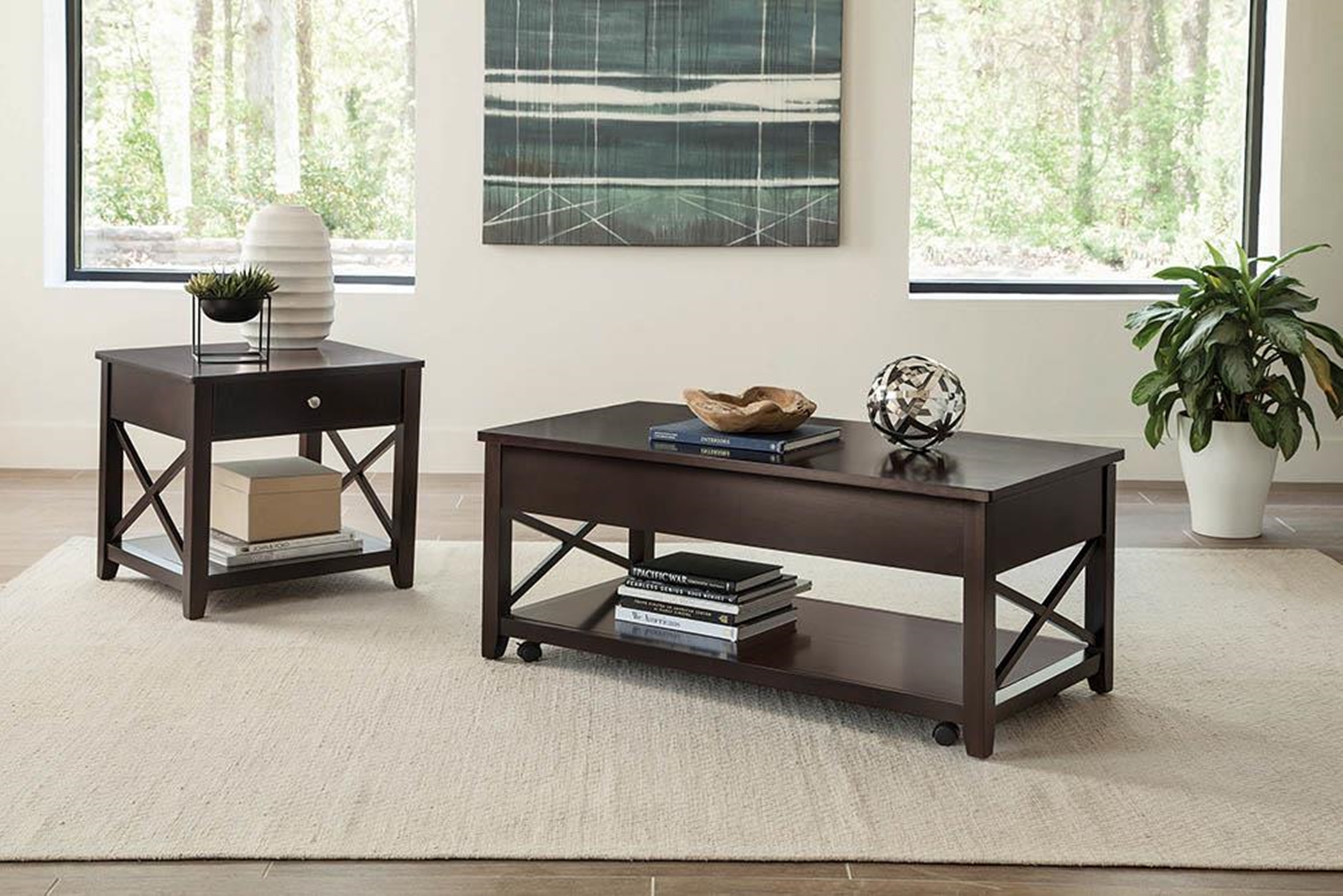 Transitional Espresso End Table - Click Image to Close