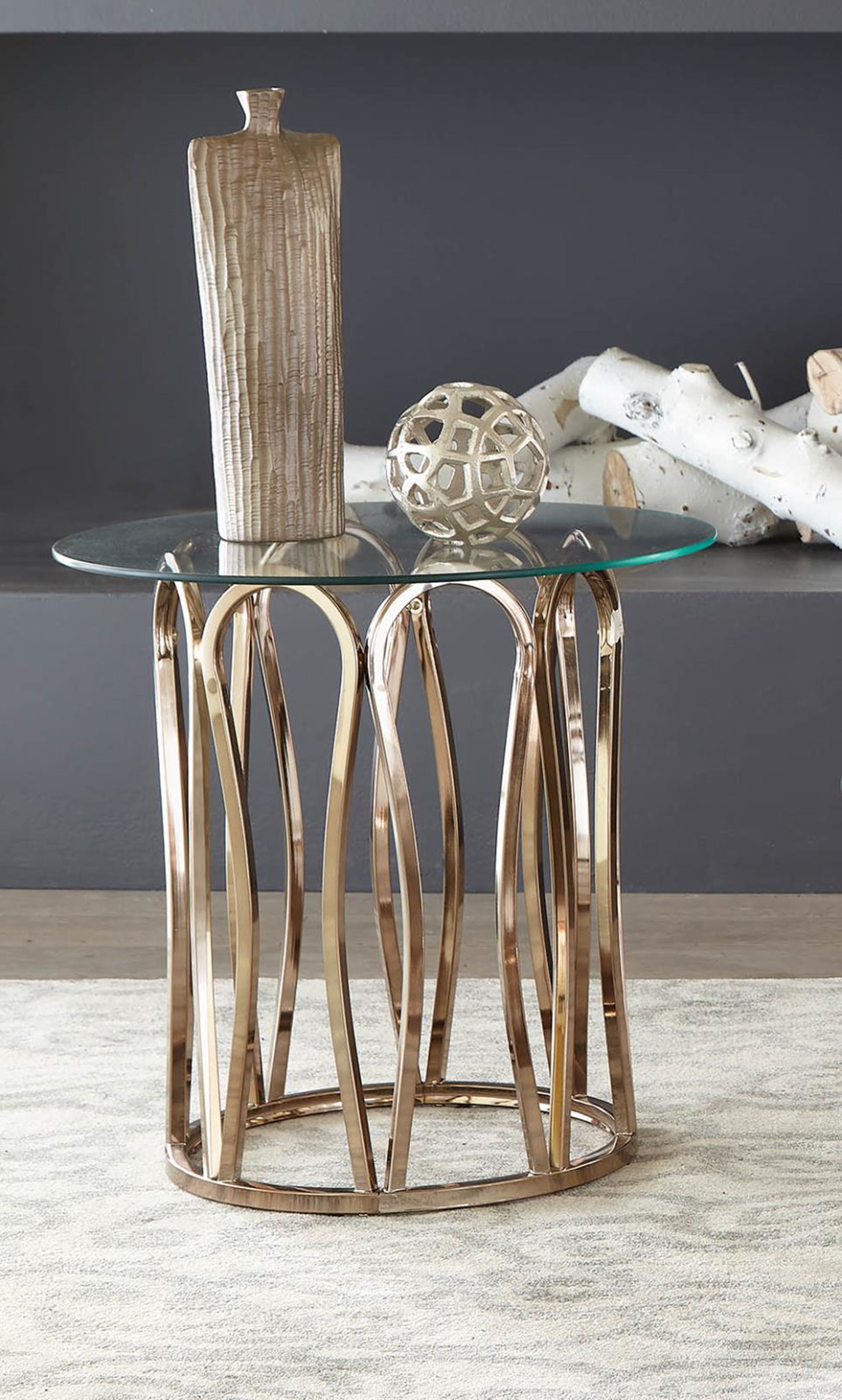 Modern Chocolate Chrome End Table - Click Image to Close
