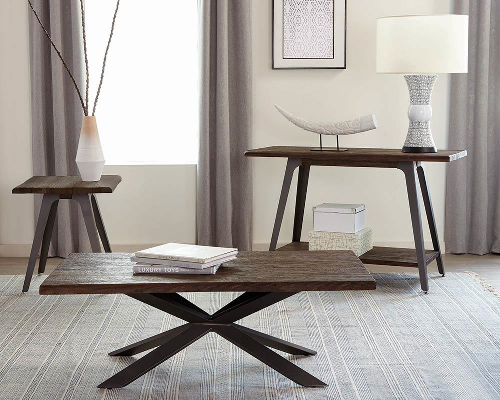 Rustic Dark Brown End Table - Click Image to Close
