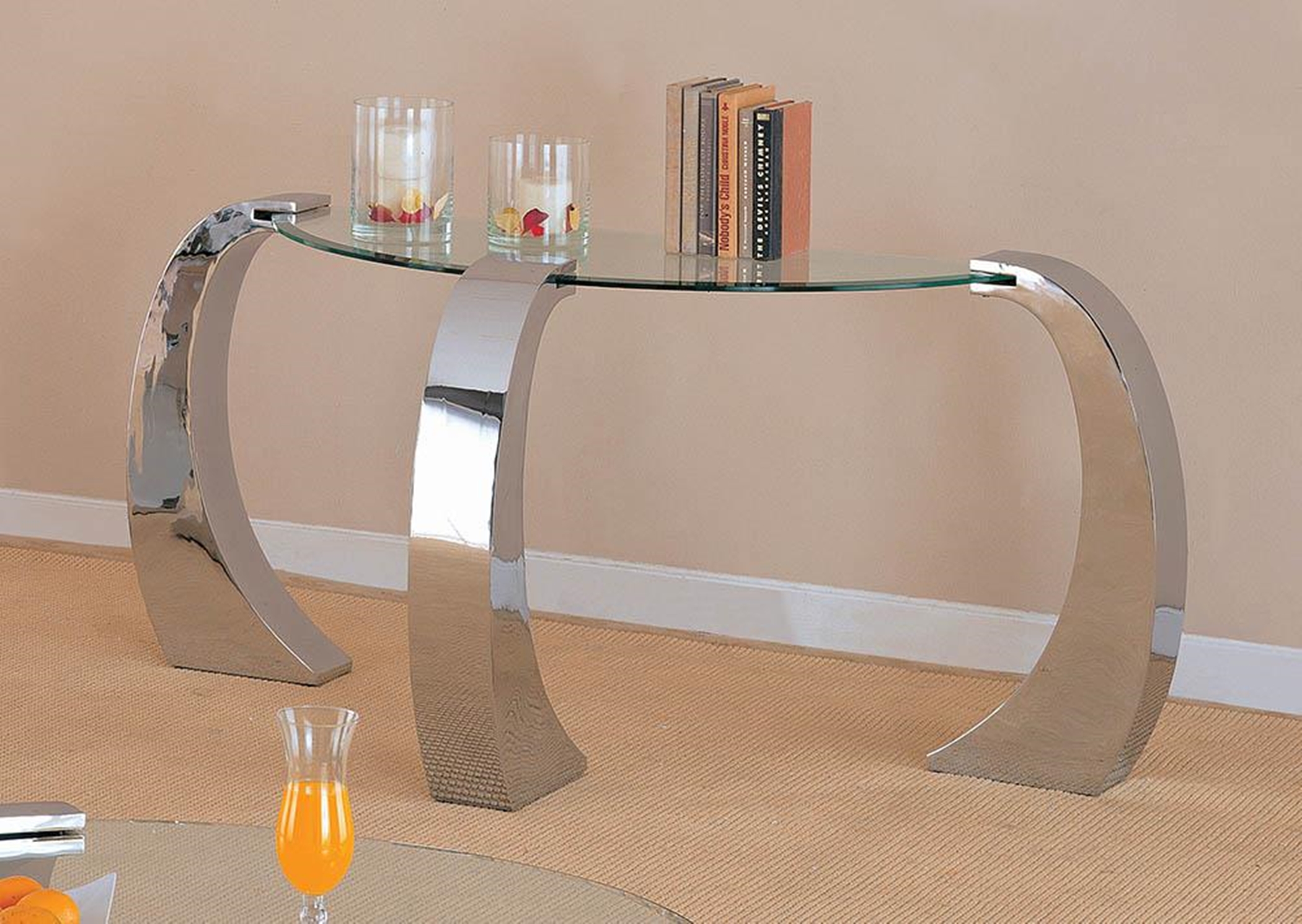Contemporary Silver Sofa Table - Click Image to Close