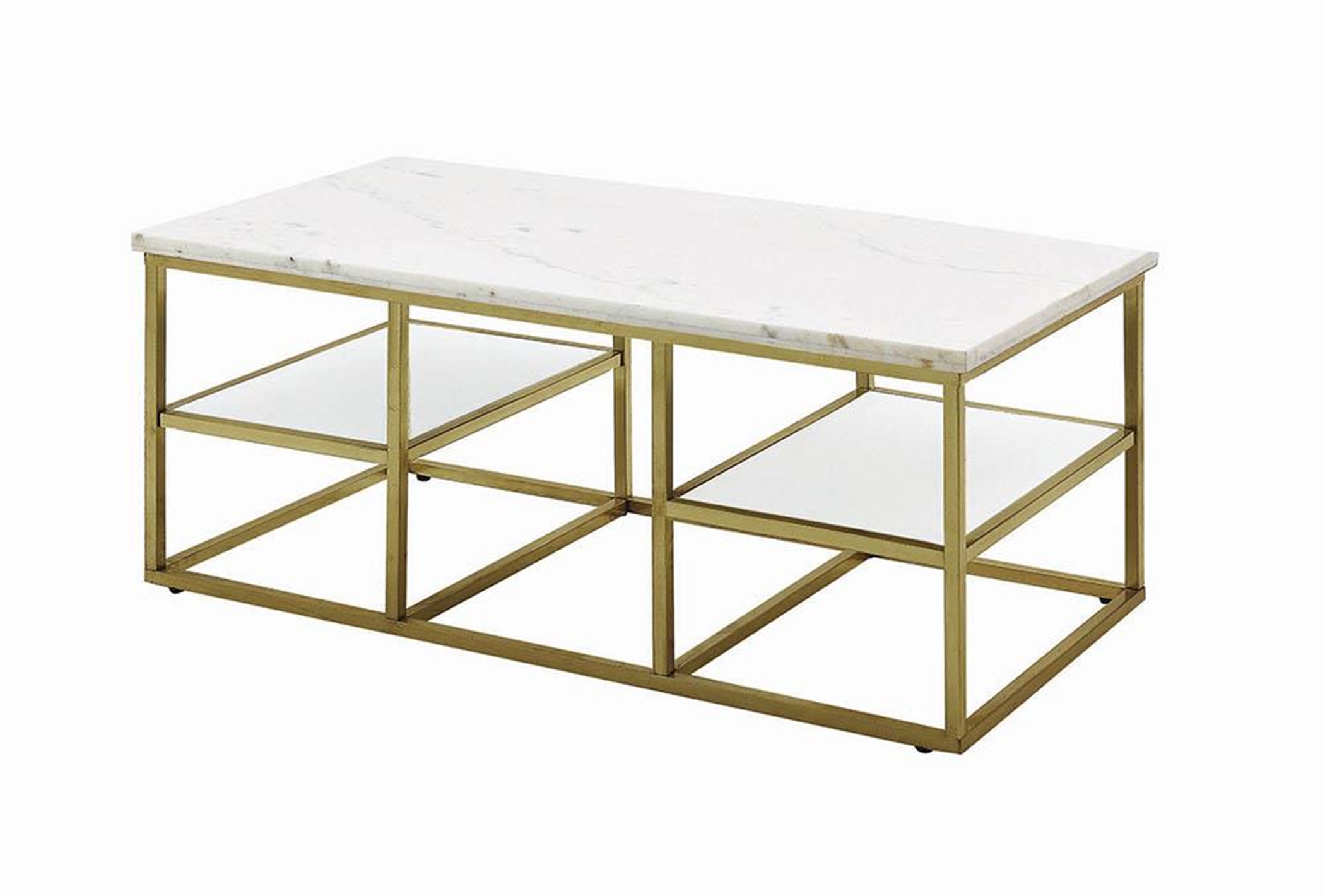 White and Brushed Brass Coffee Table - Click Image to Close