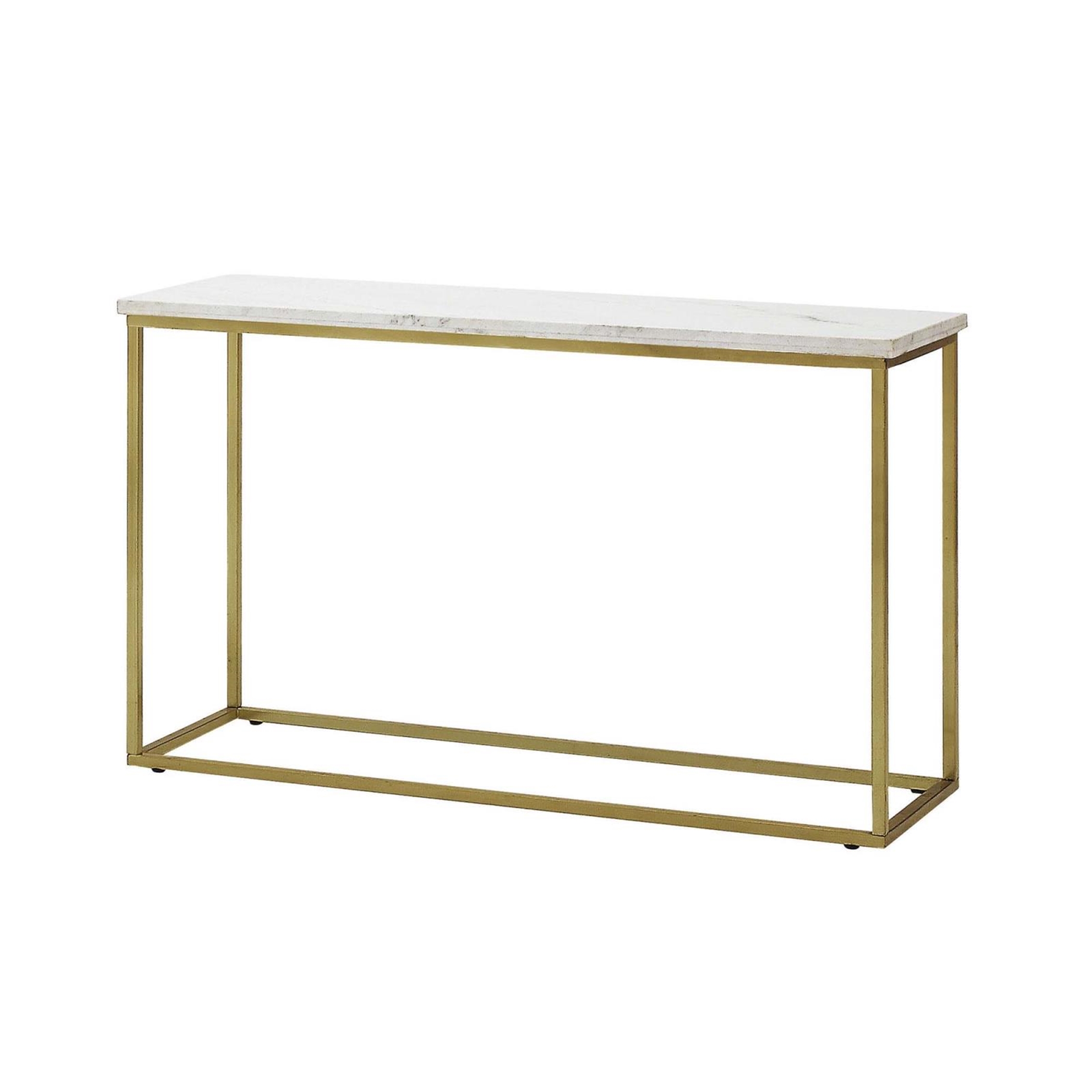 White and Brushed Brass Sofa Table - Click Image to Close