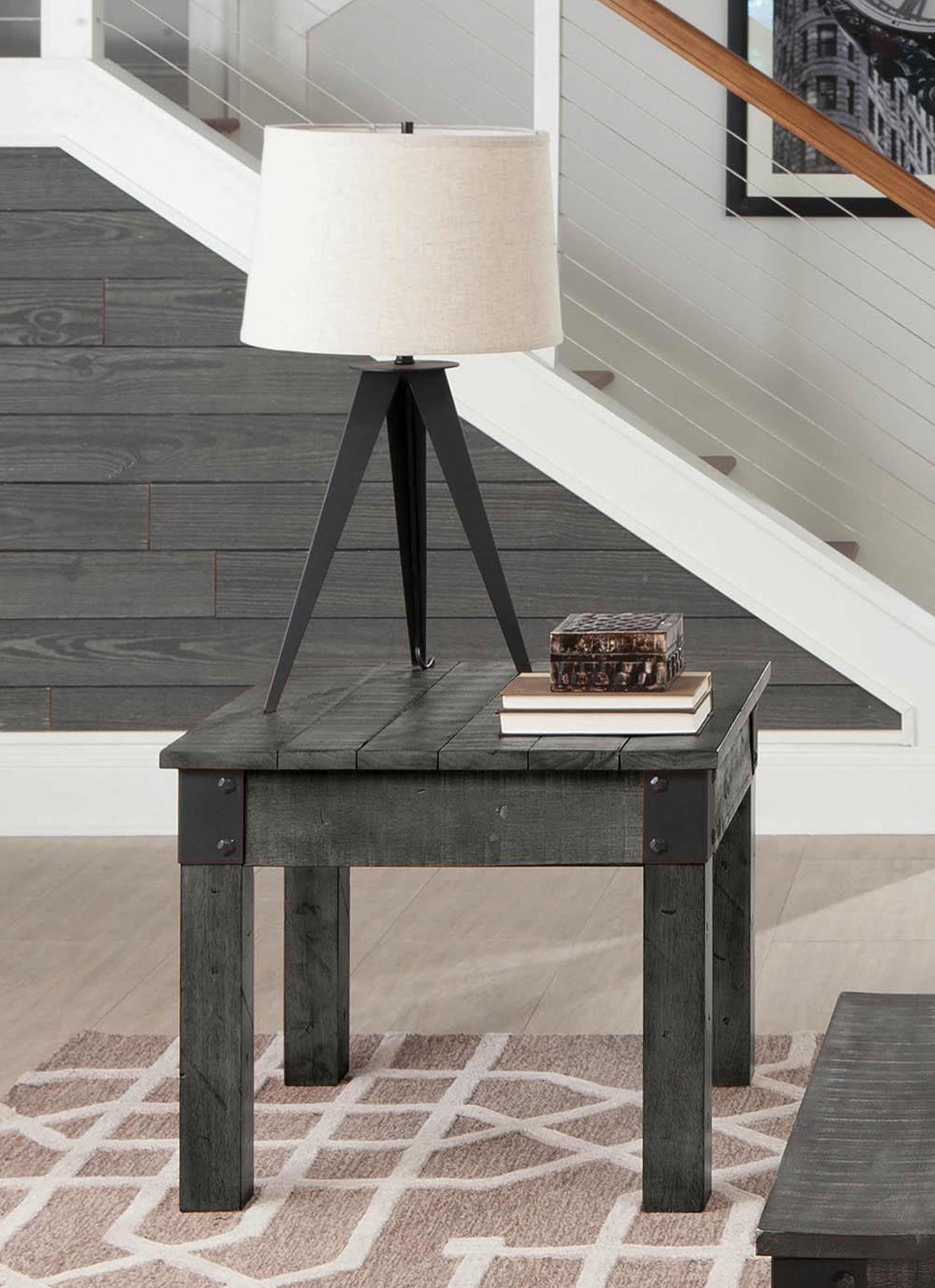 Country Rustic Grey End Table - Click Image to Close