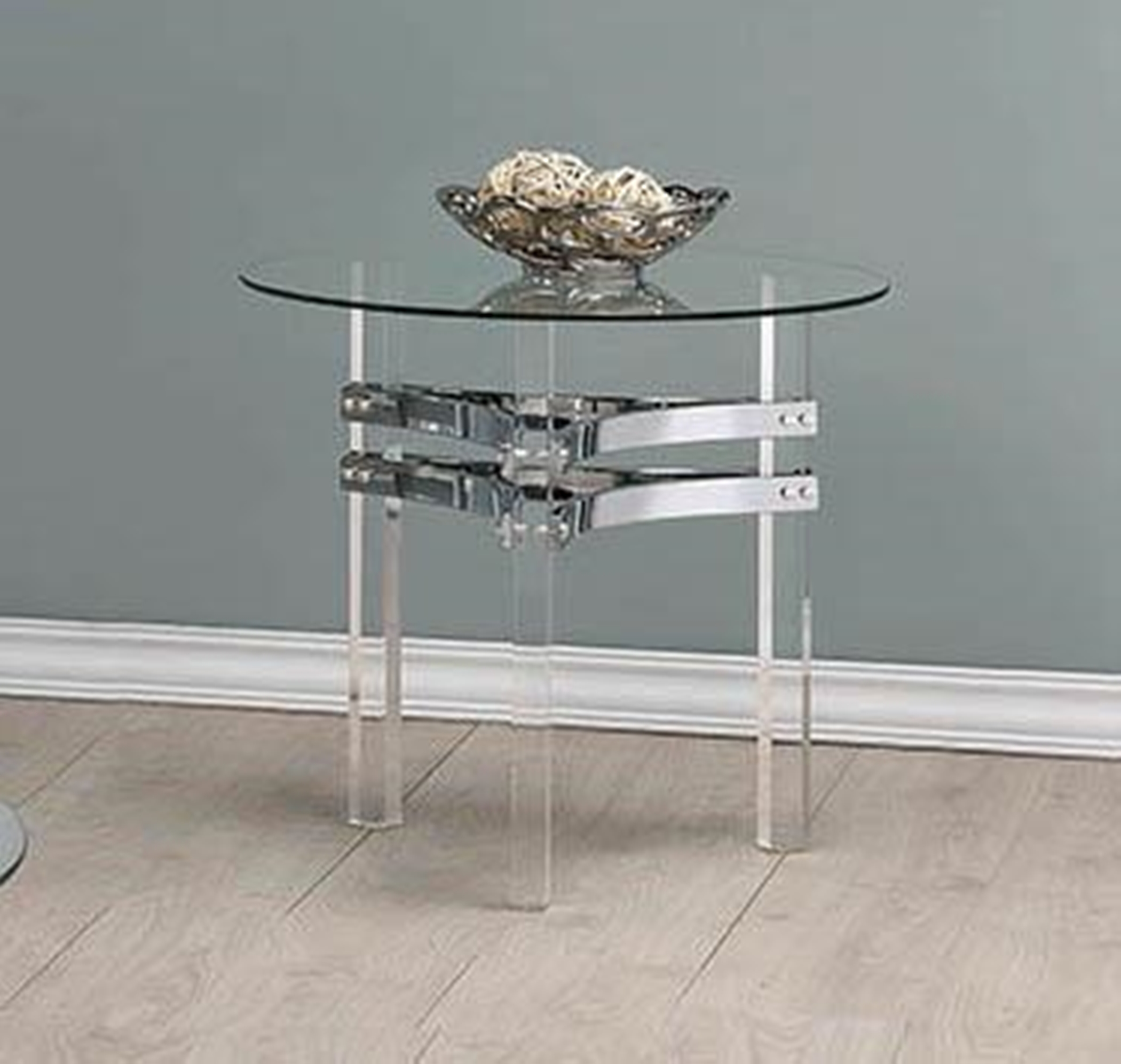 Contemporary Chrome Round Side Table - Click Image to Close