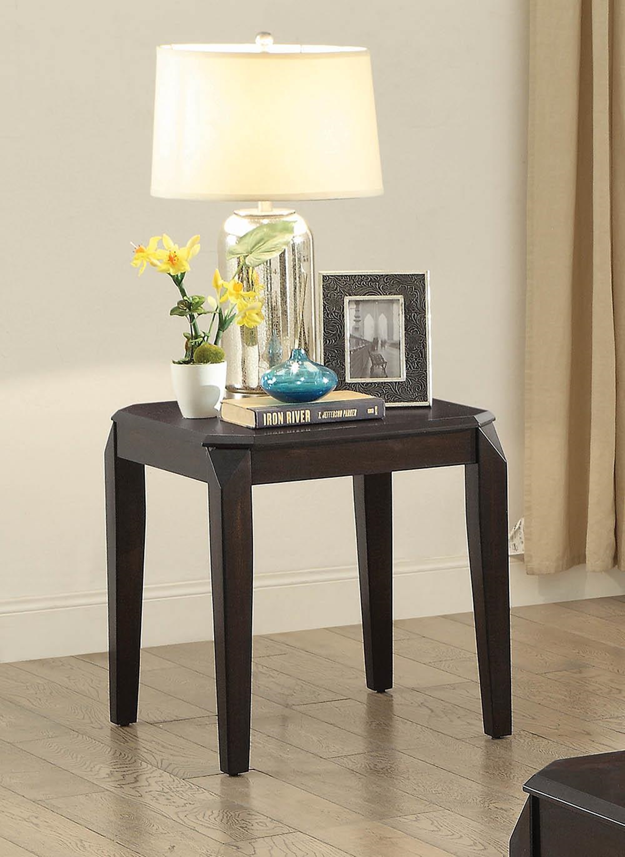Transitional Walnut End Table - Click Image to Close