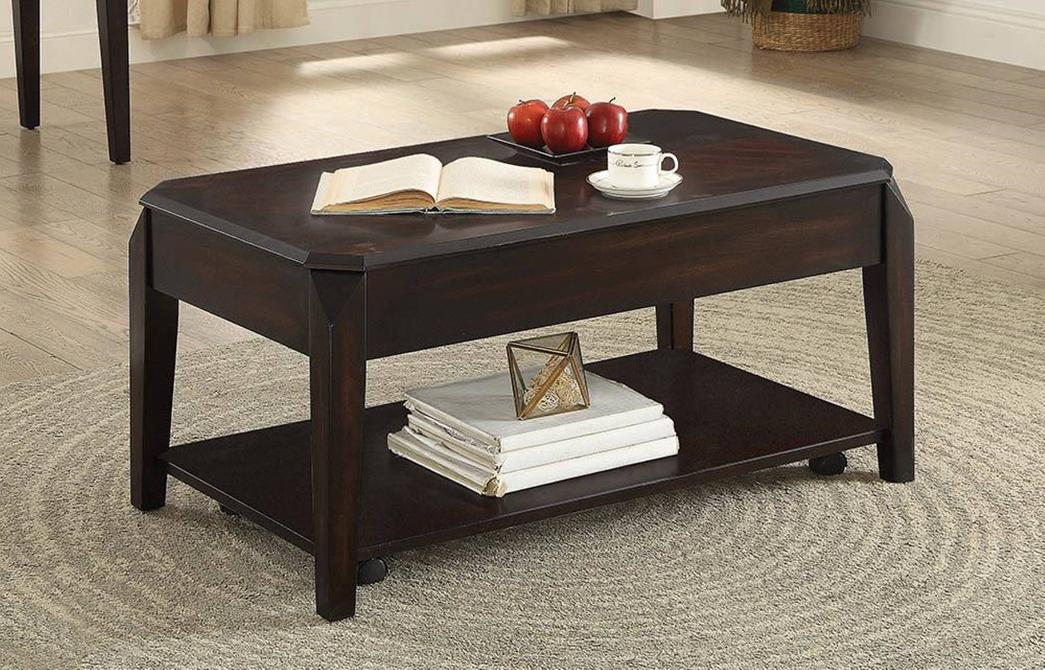 Transitional Walnut Lift-Top Coffee Table - Click Image to Close