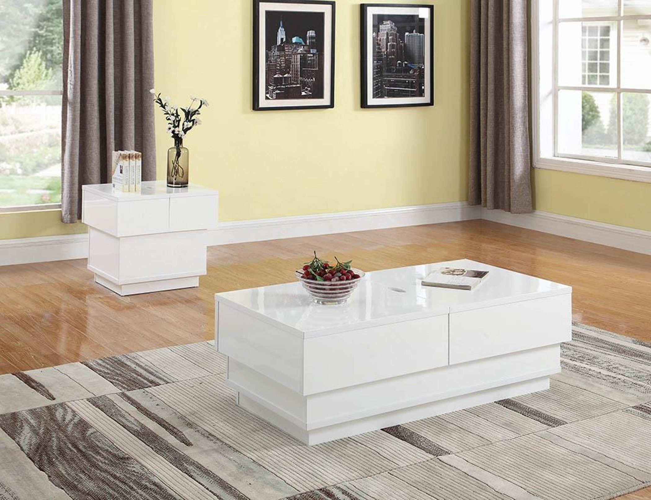Contemporary White Coffee Table - Click Image to Close