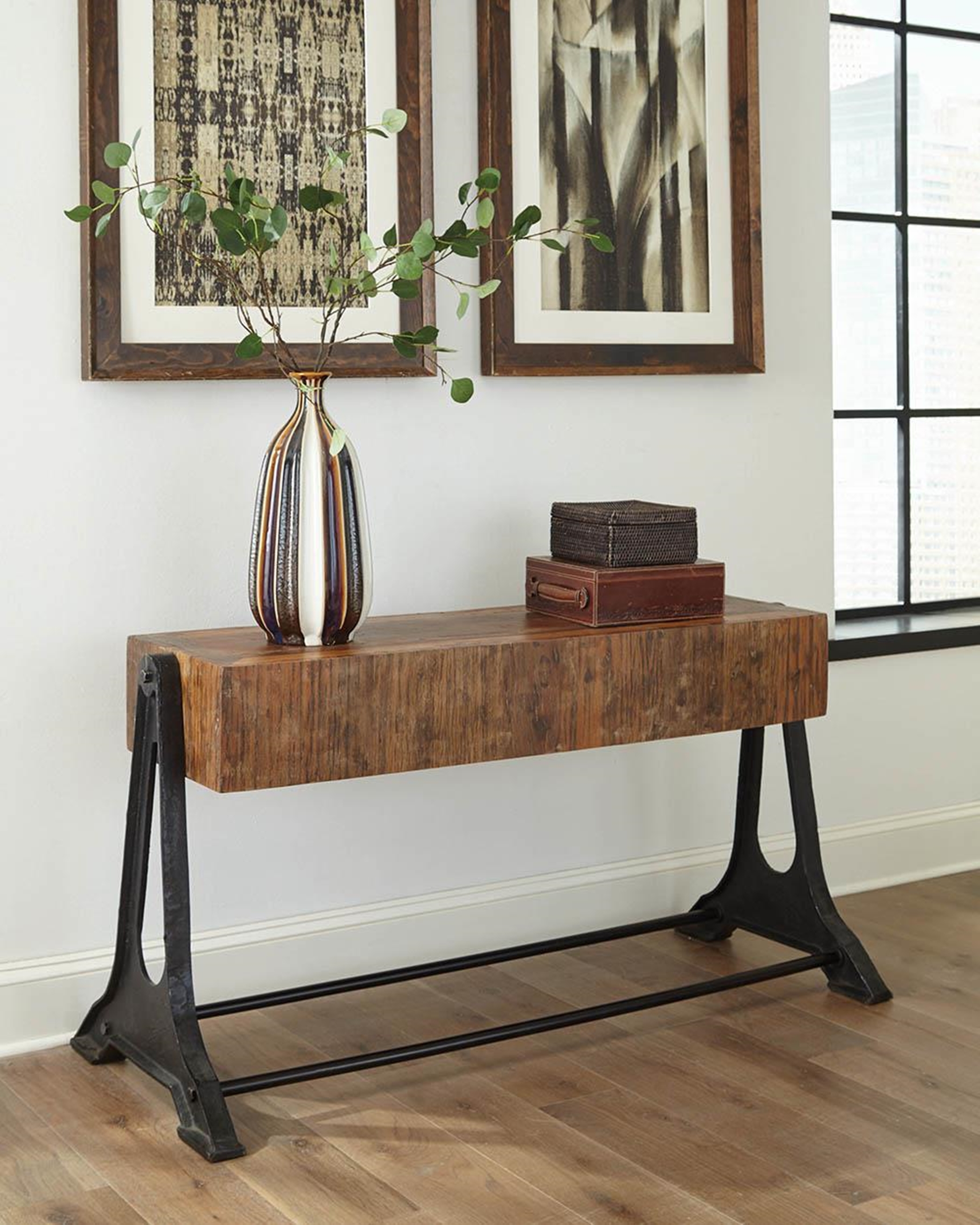 Recycled Wood Sofa Table - Click Image to Close