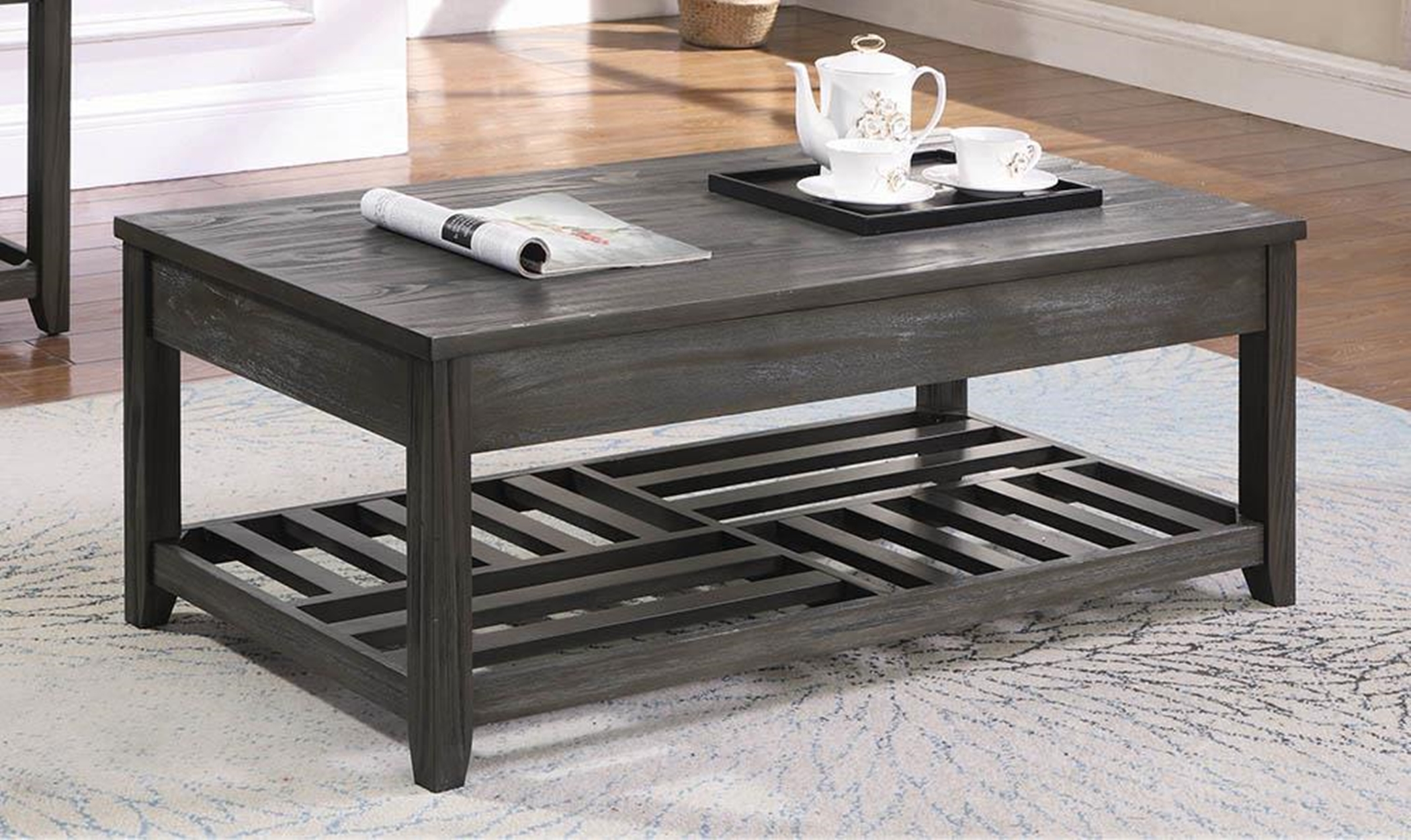 Rustic Grey Lift-Top Coffee Table - Click Image to Close