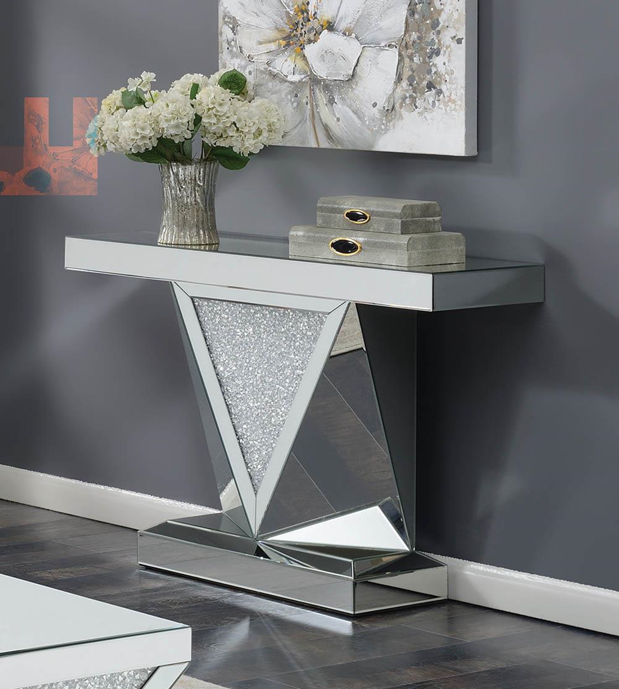 Contemporary Silver Sofa Table - Click Image to Close