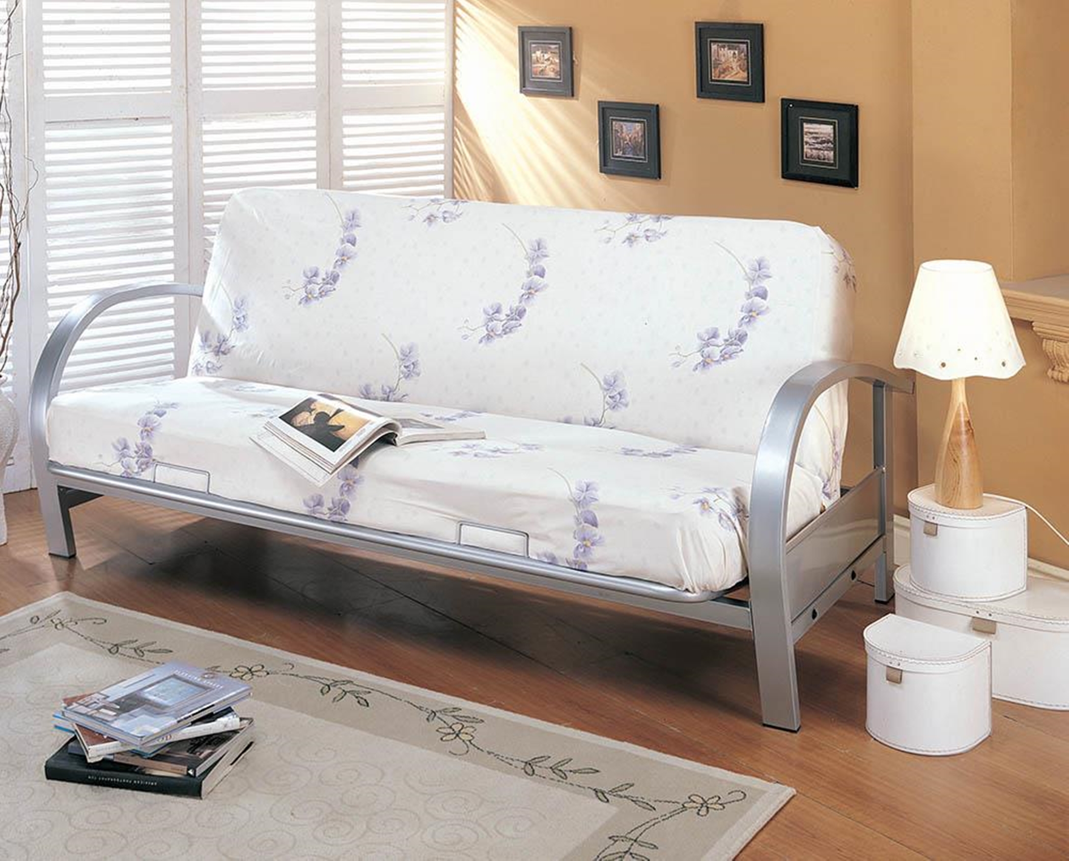 Transitional Silver Futon Frame - Click Image to Close