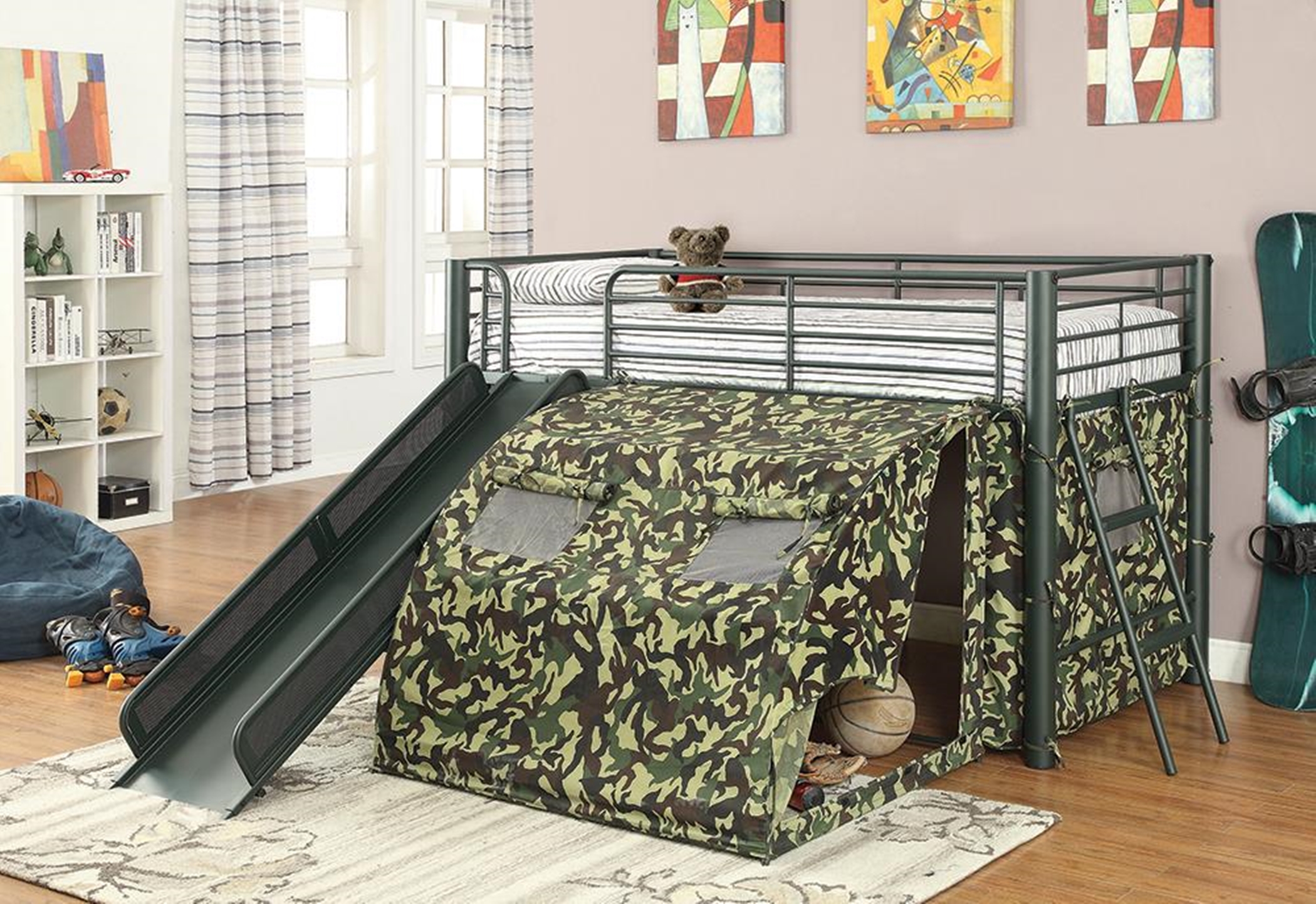 Camouflage Themed Glossy Loft Bed - Click Image to Close