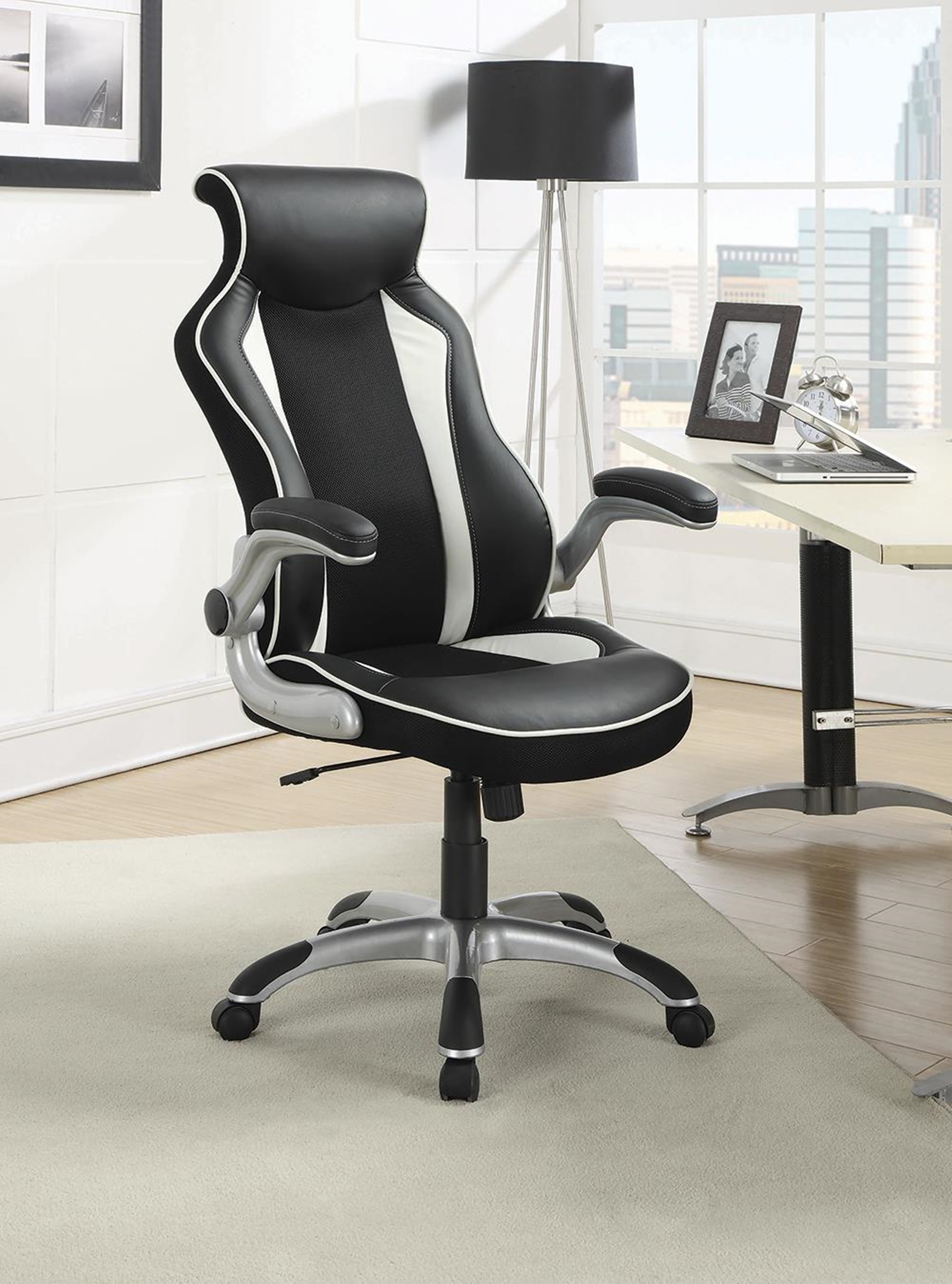 Contemporary Black and White Office Chair - Click Image to Close